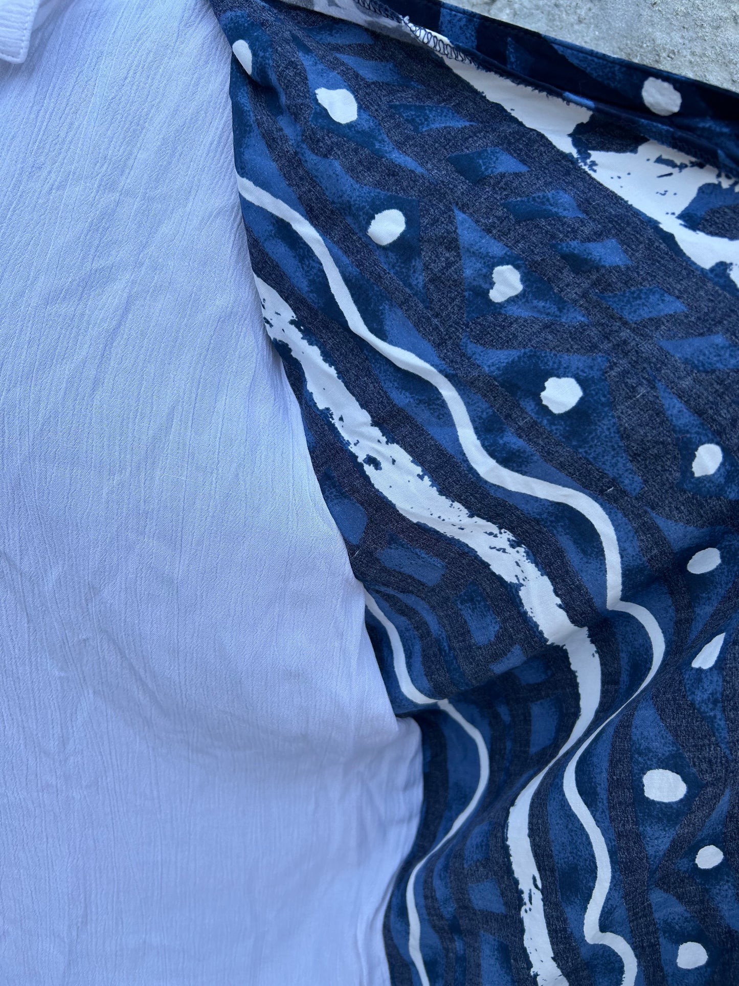 90s blue abstract waistcoat&blouse uk 12-14