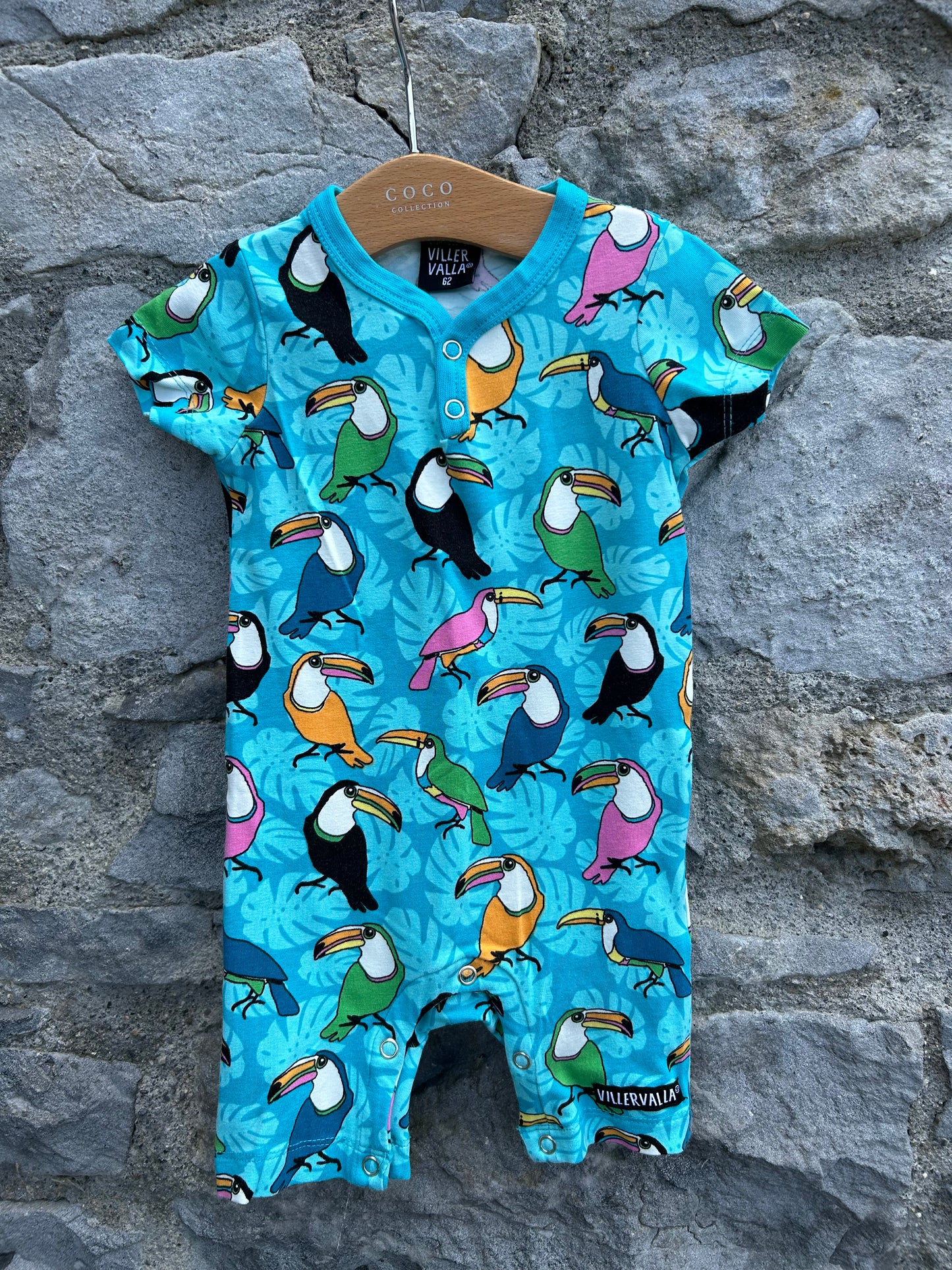Toucan blue rompers 0-3m (56-62cm)