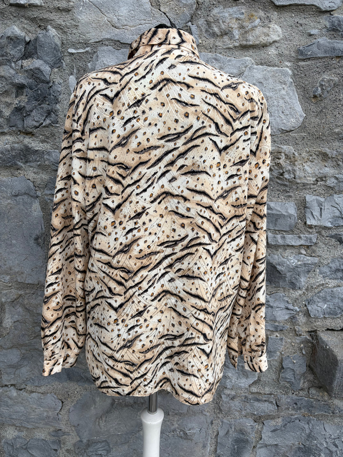 90s animal print beige blouse uk 12