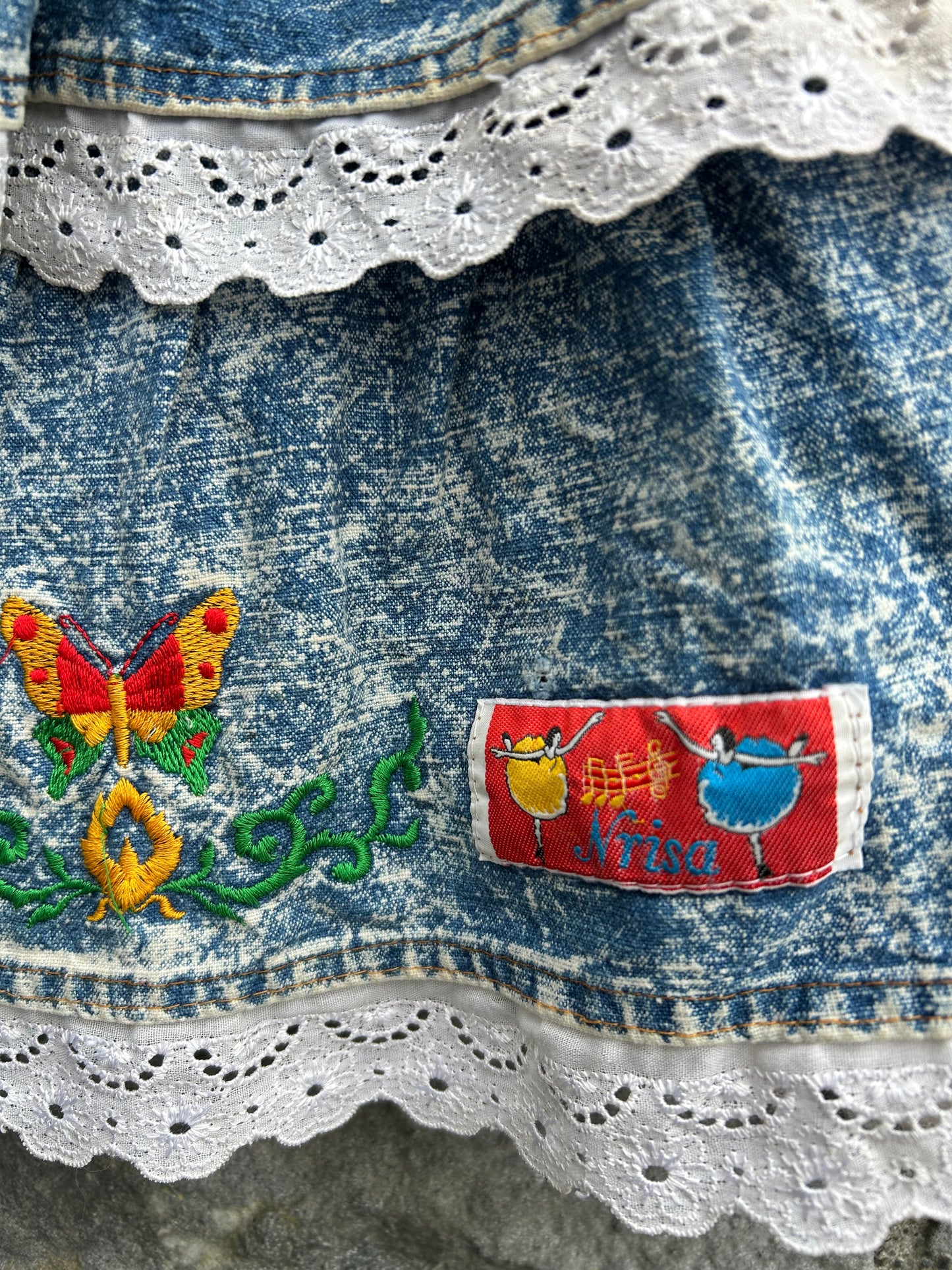 80s acid wash tiered skirt 11-12y (146-152cm)