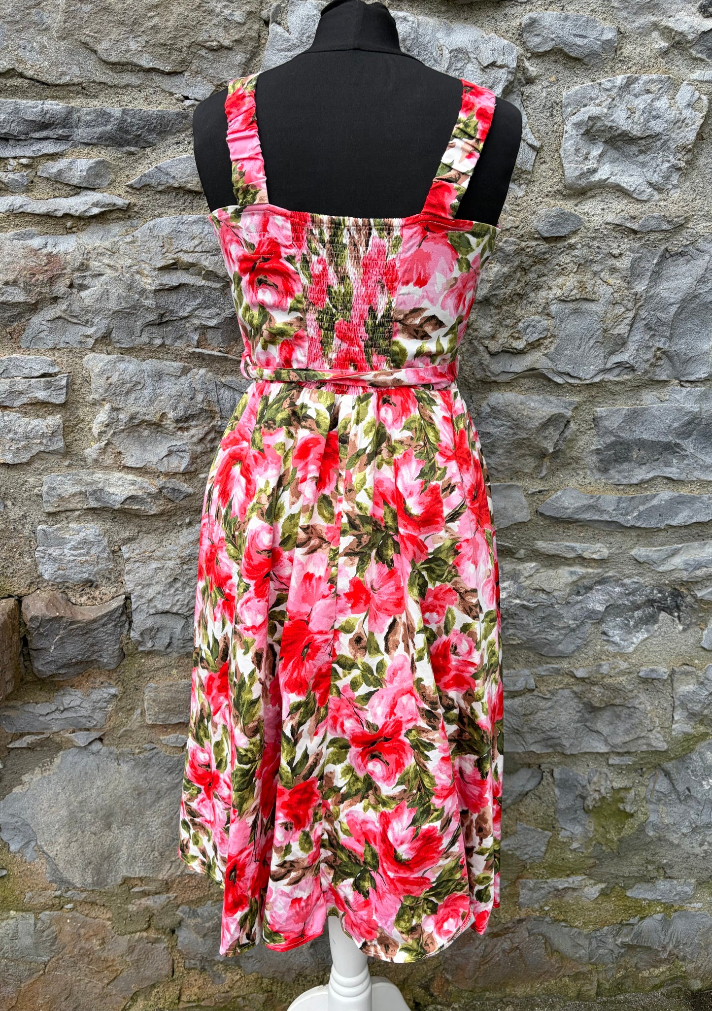 60s style pink flowers dress uk 8-10