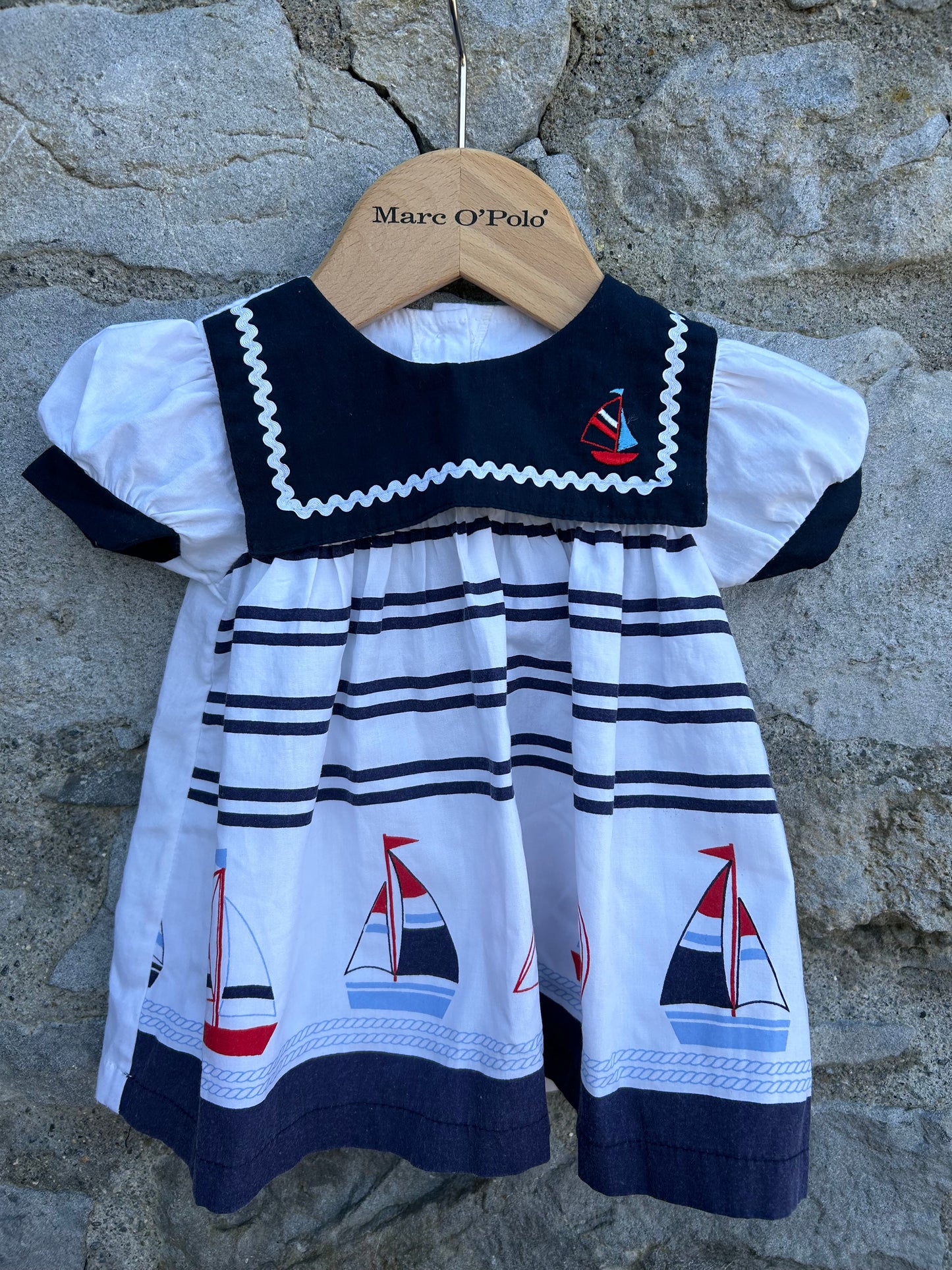 90s white boats dress 3-6m (62-68cm)
