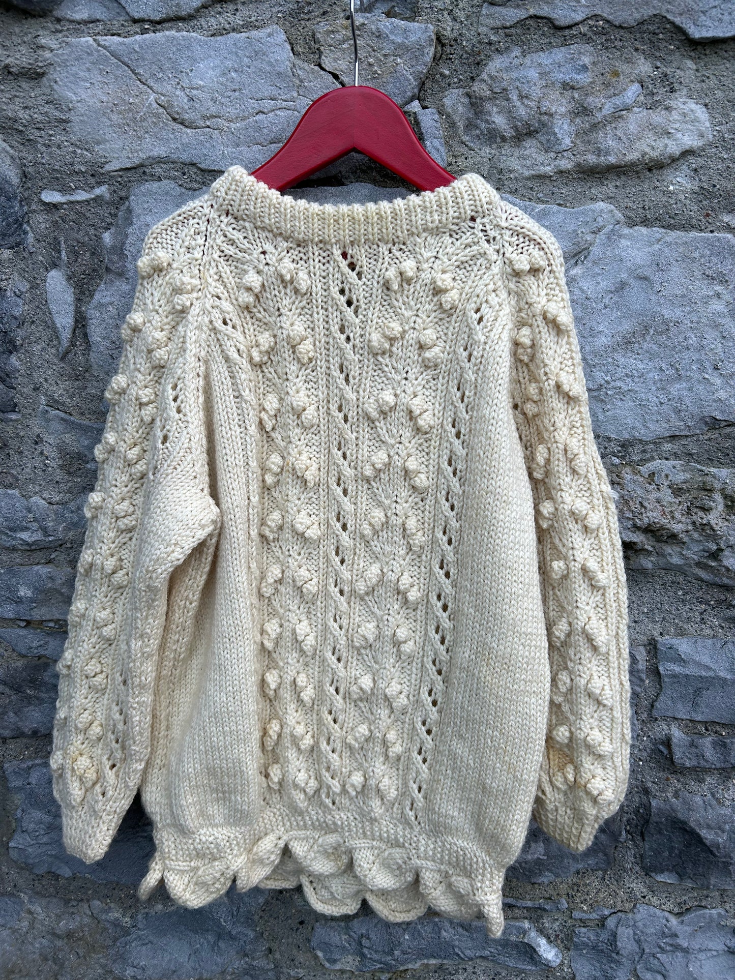 Cream heavy knit long jumper 7-8y (122-128cm)