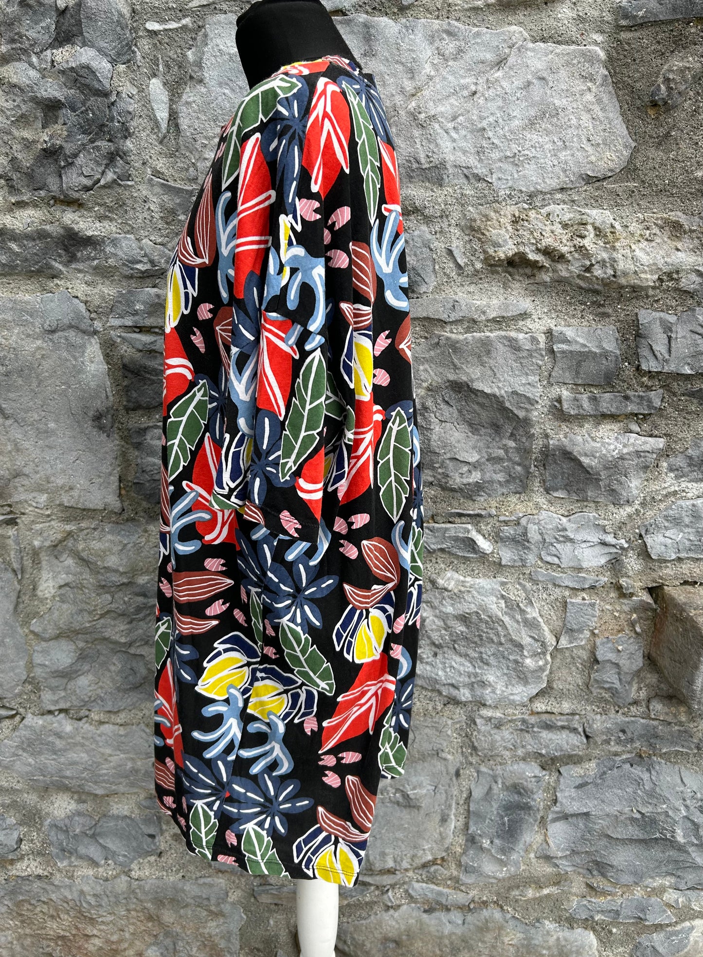 Tropical plants black dress uk 14-16