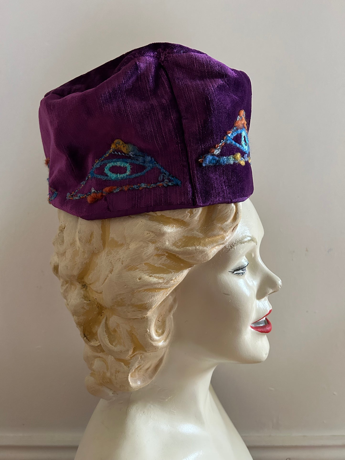 Purple velvet hat