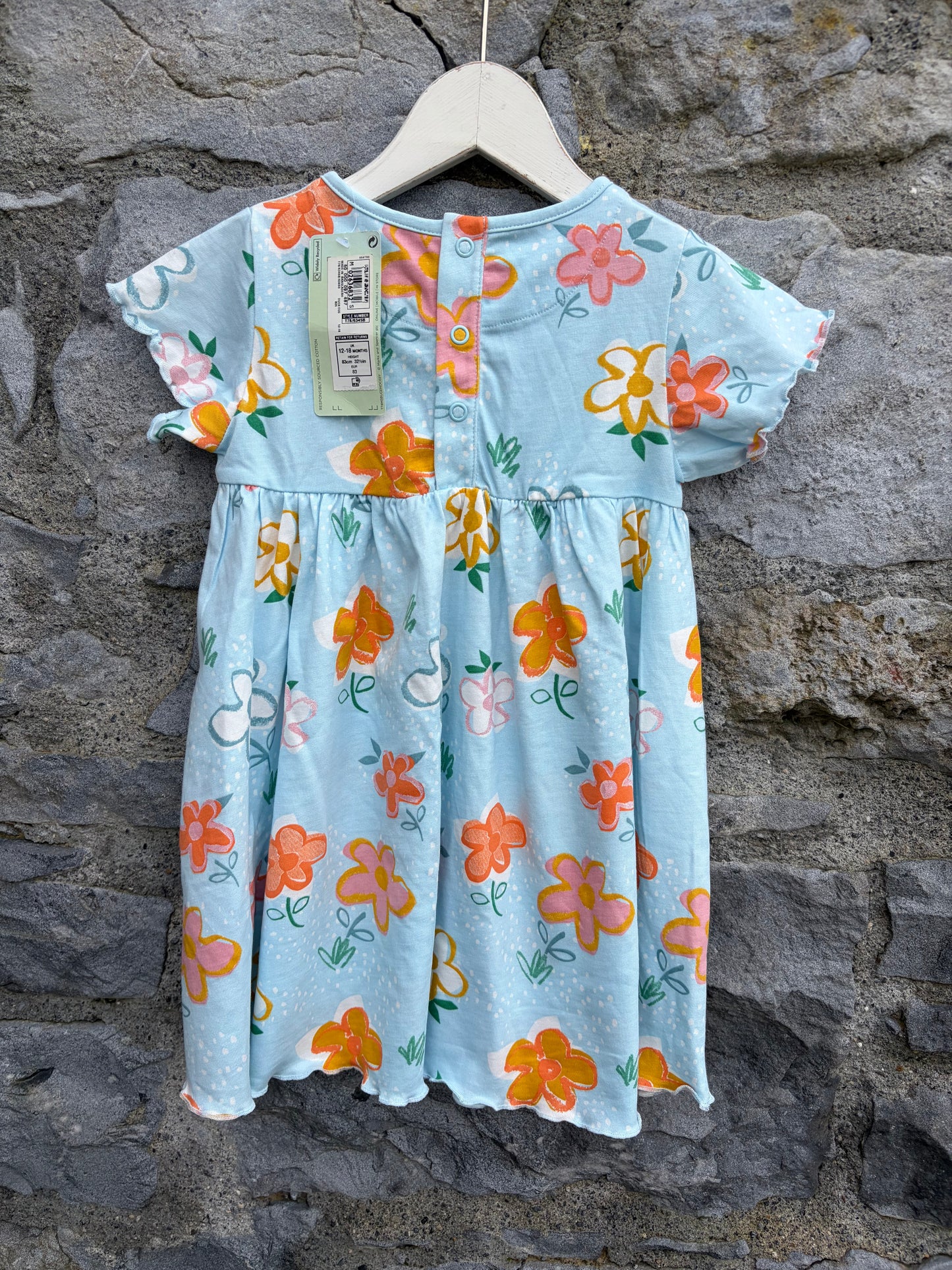 Orange flowers blue dress 12-18m (80-86cm)