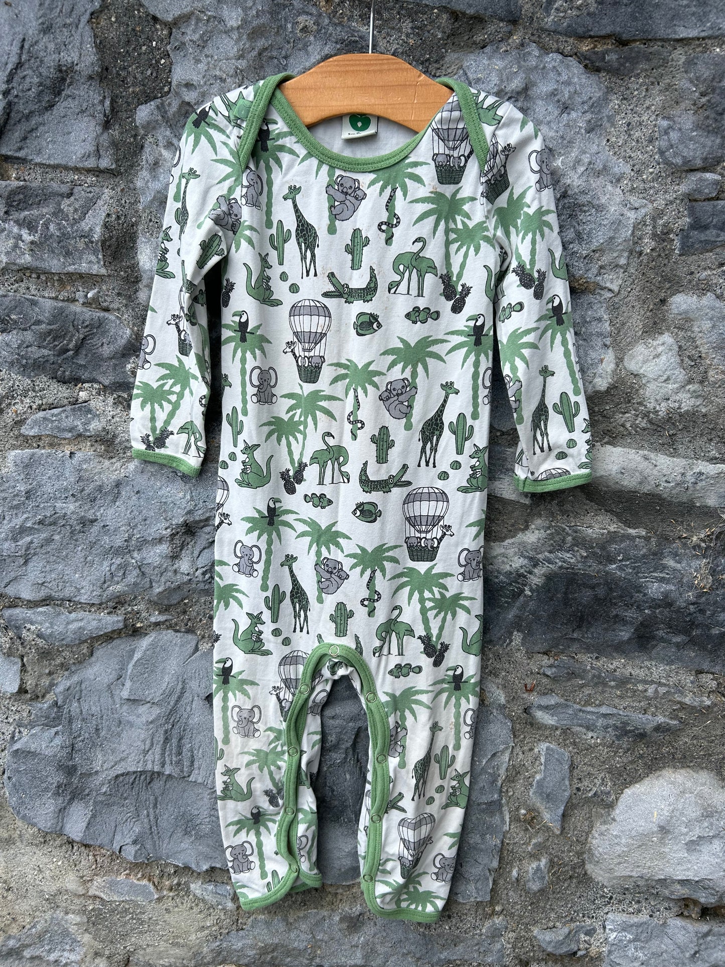 Green wild animals onesie 12m (80cm)