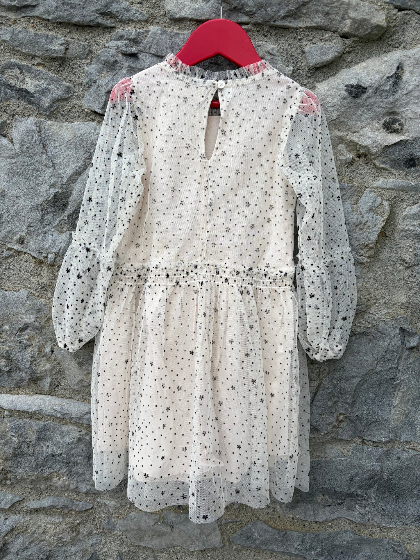 Dotty Ivory dress 5-6y (110-116cm)
