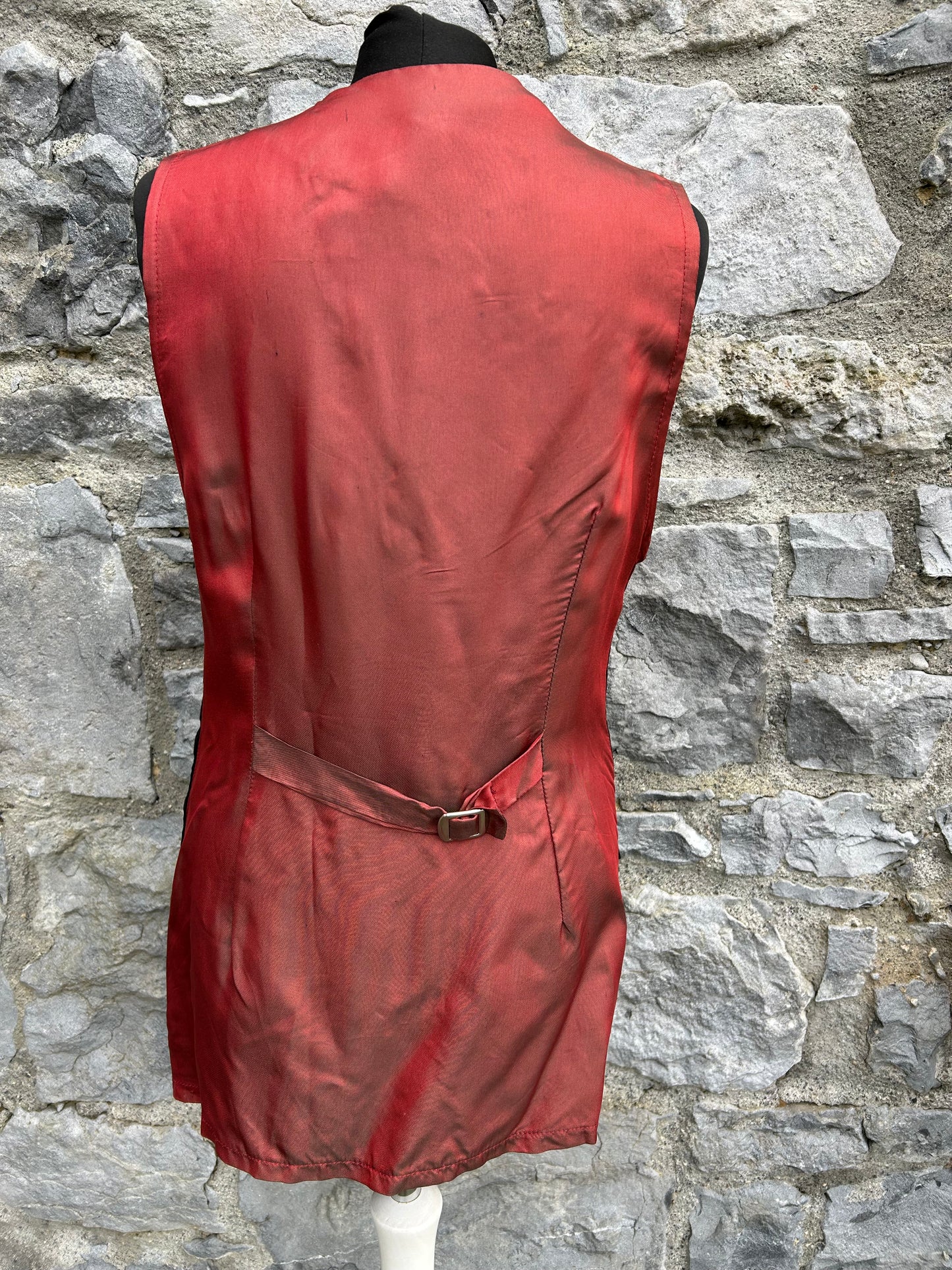 80s long black velvet waistcoat uk 8-10