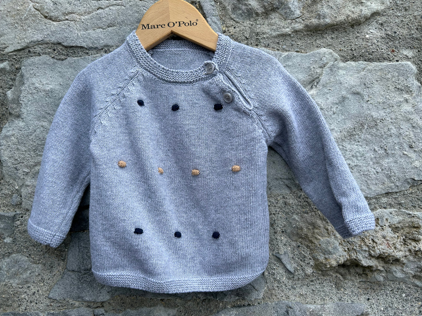 Grey jumper with dots 3-6m (62-68cm)