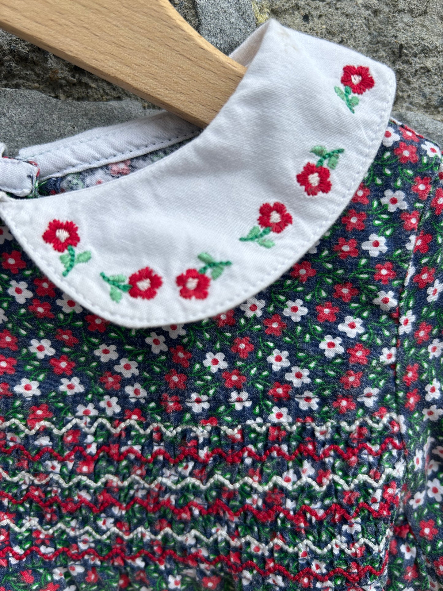 Floral Peter collar navy blouse 6-9m (68-74cm)