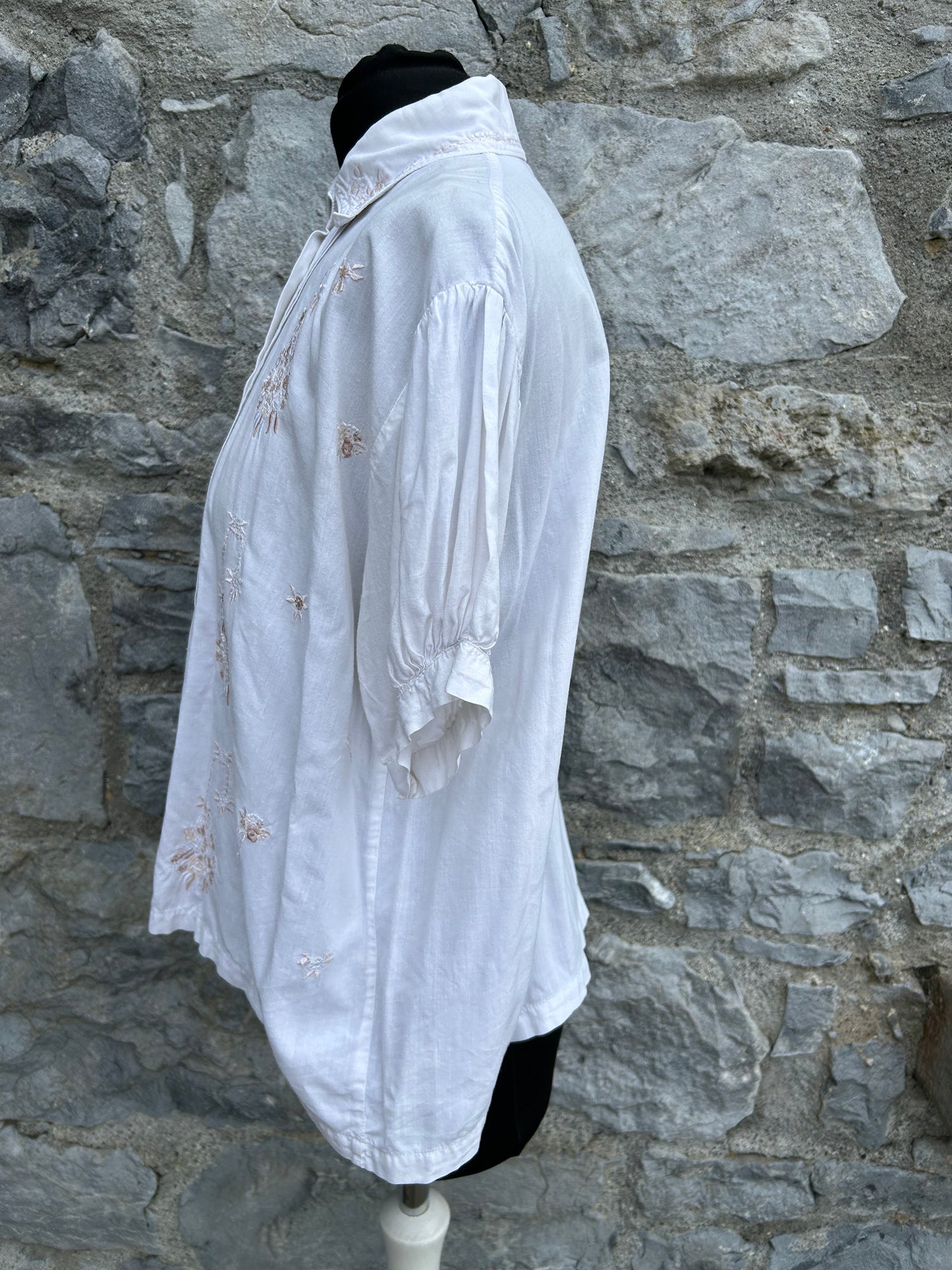 90s embroidered flowers blouse uk 14