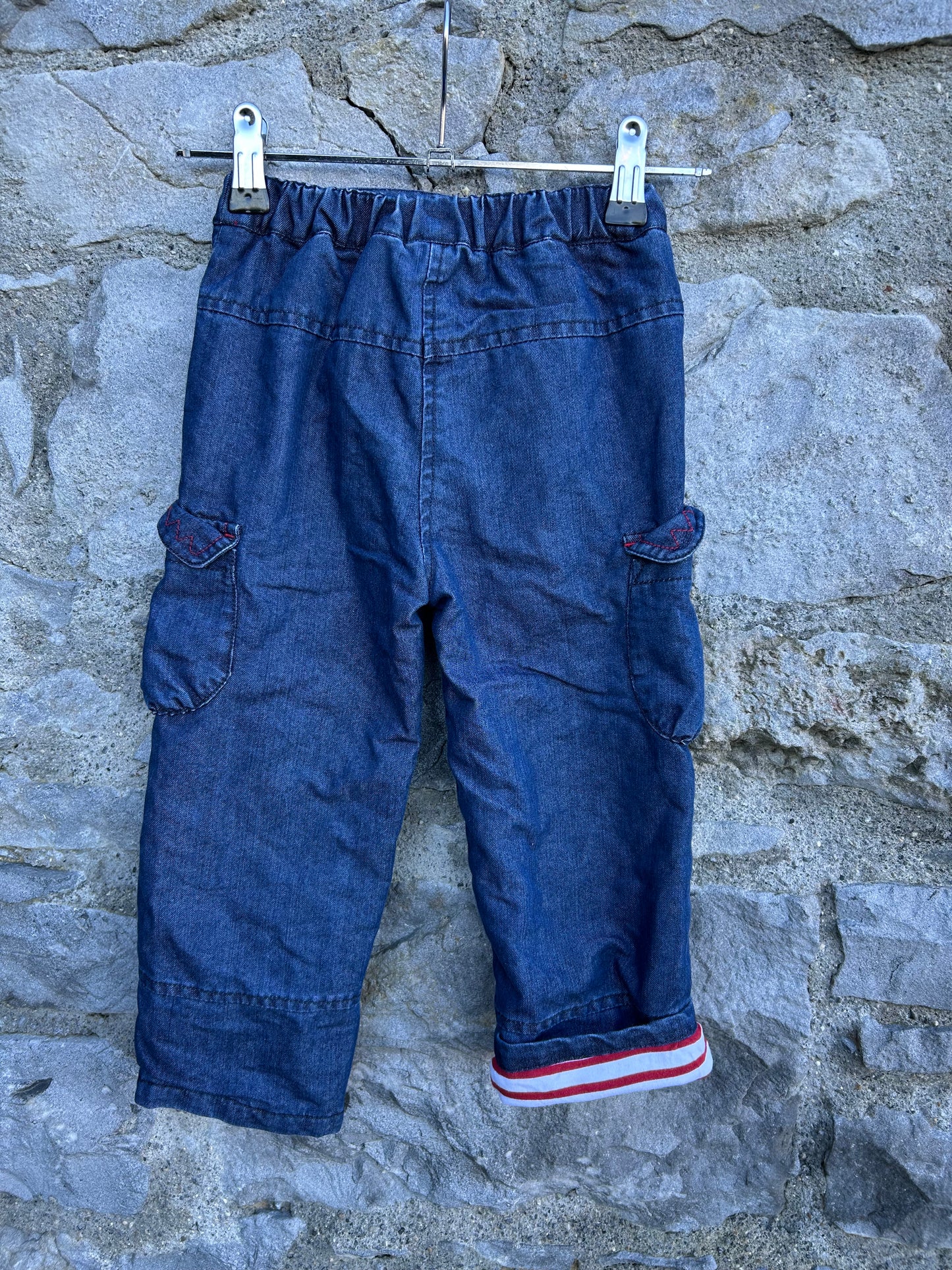 Jeans with stripy lining 2-3y (92-98cm)