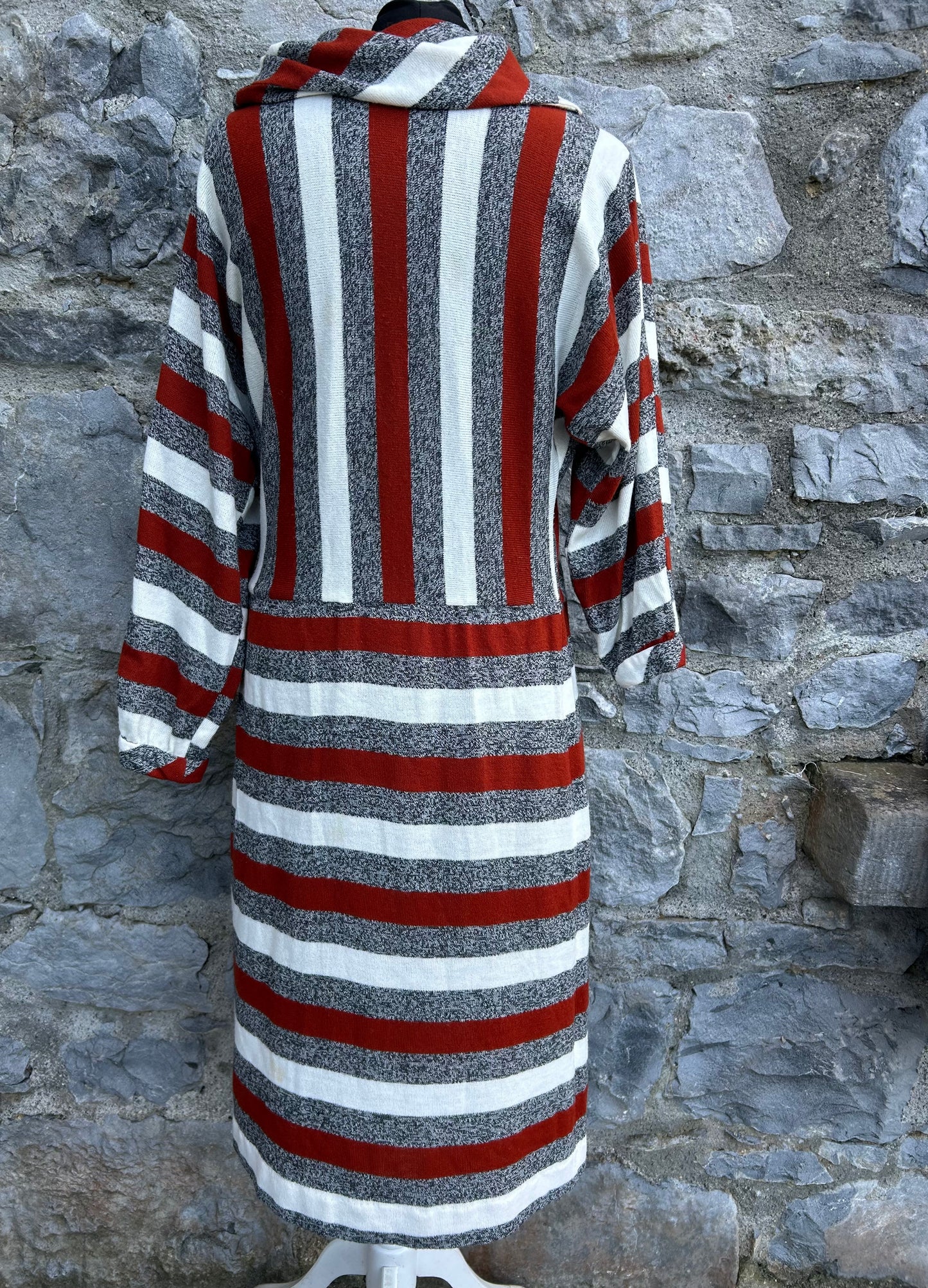 90s grey&maroon stripy dress uk 6-8