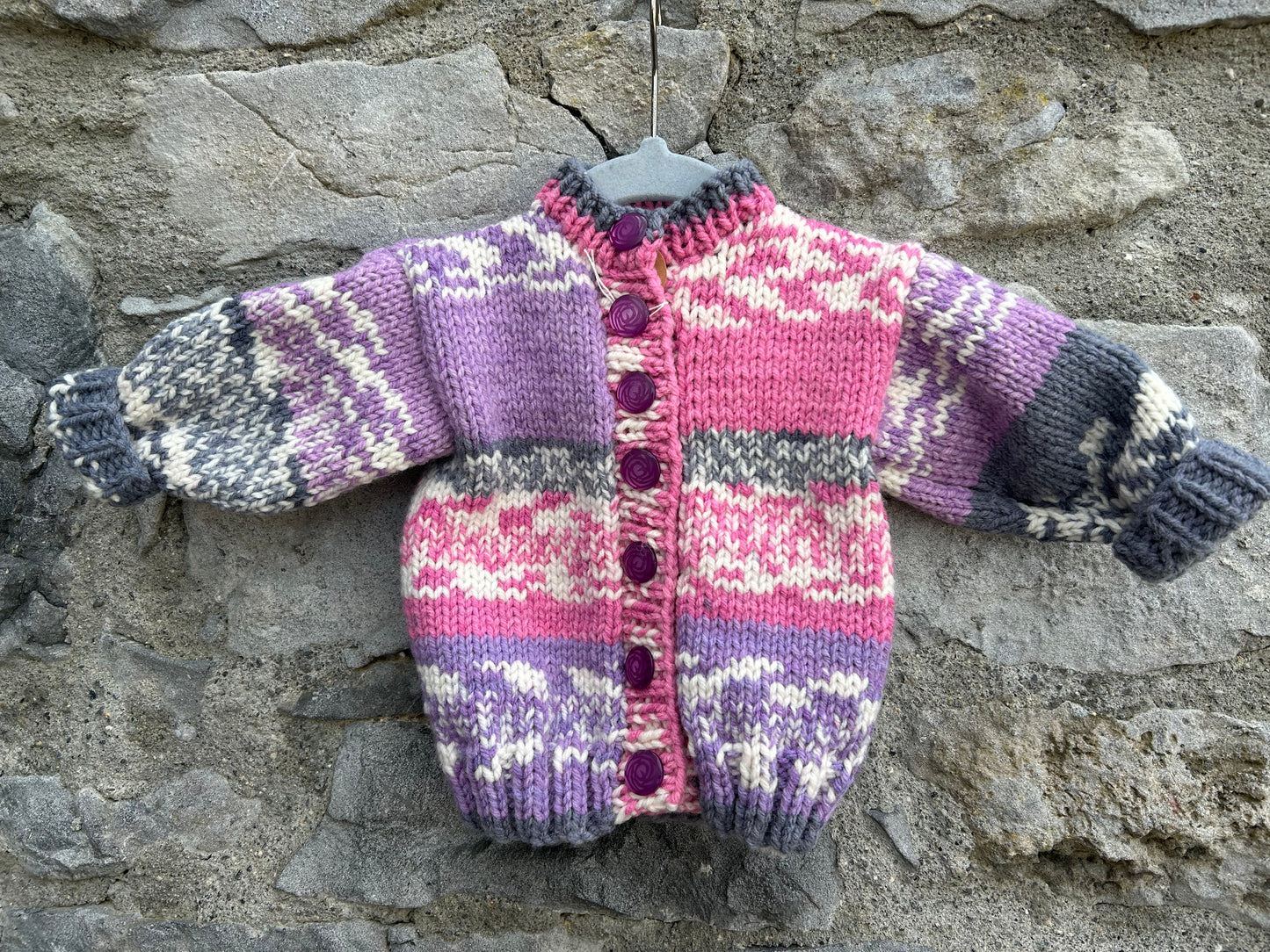 Pink&purple melange cardigan 3-6m (62-68cm)