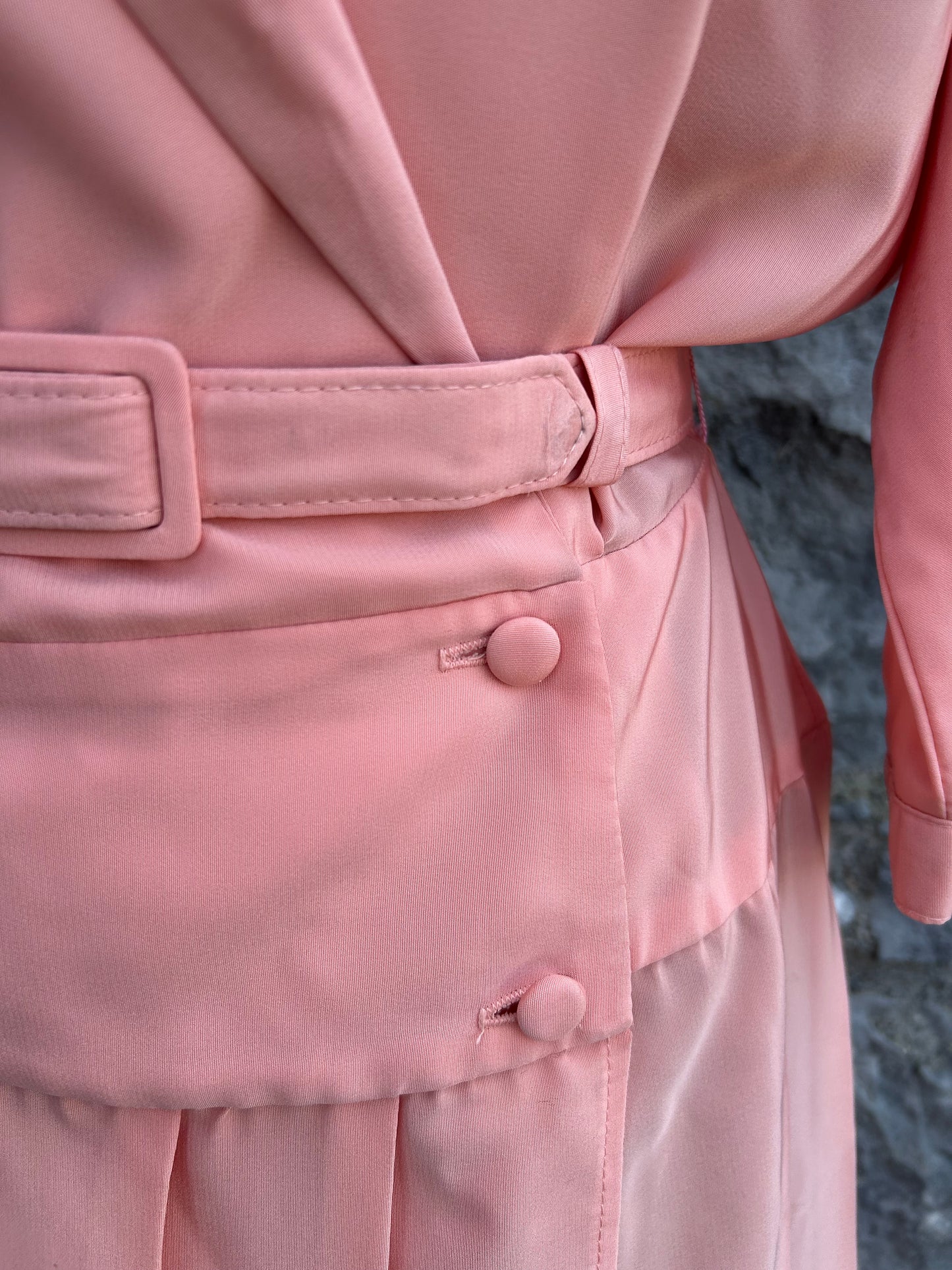 80s peach wrap dress uk 8