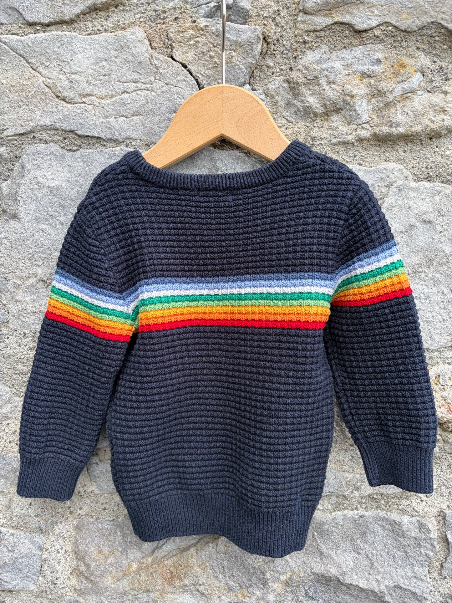 Rainbow panel navy jumper 9-12m (74-80cm)