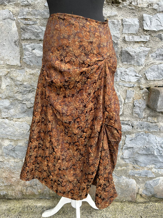 Y2K brown flowers skirt uk 8