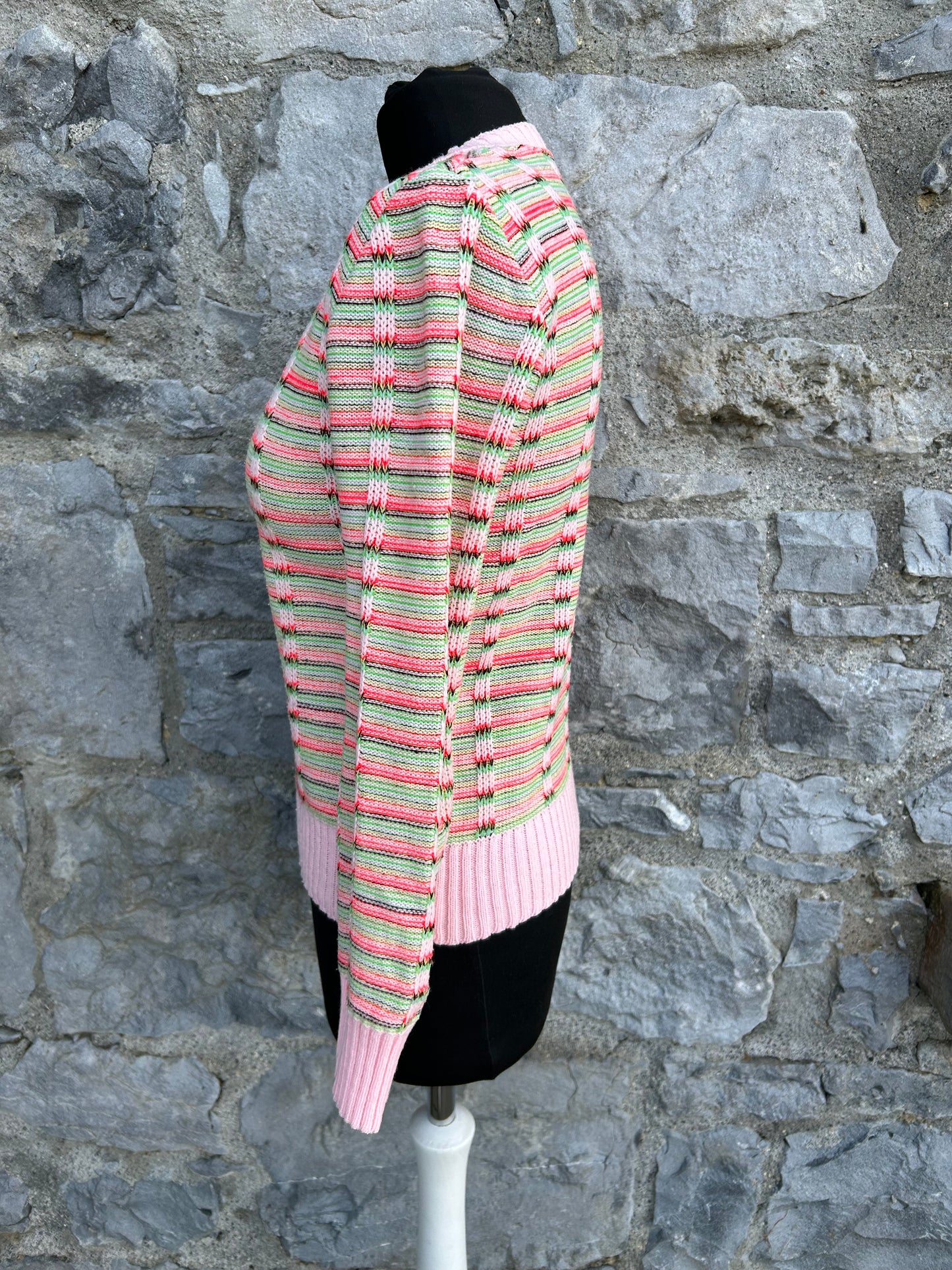 80s pink stripy top uk 6-8