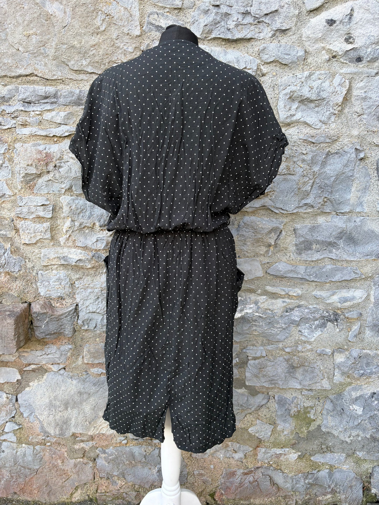 80s dotty black dress uk 8-10