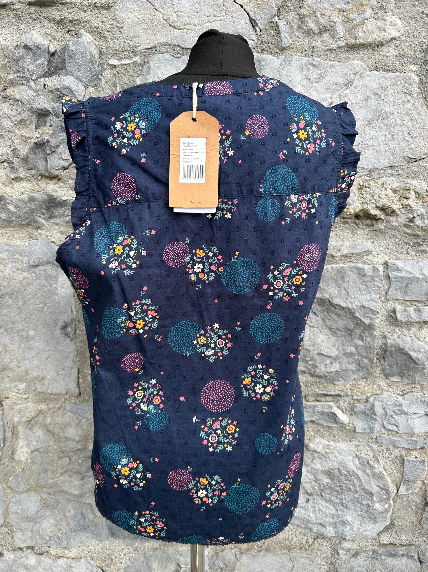 Floral navy sleeveless top uk 12