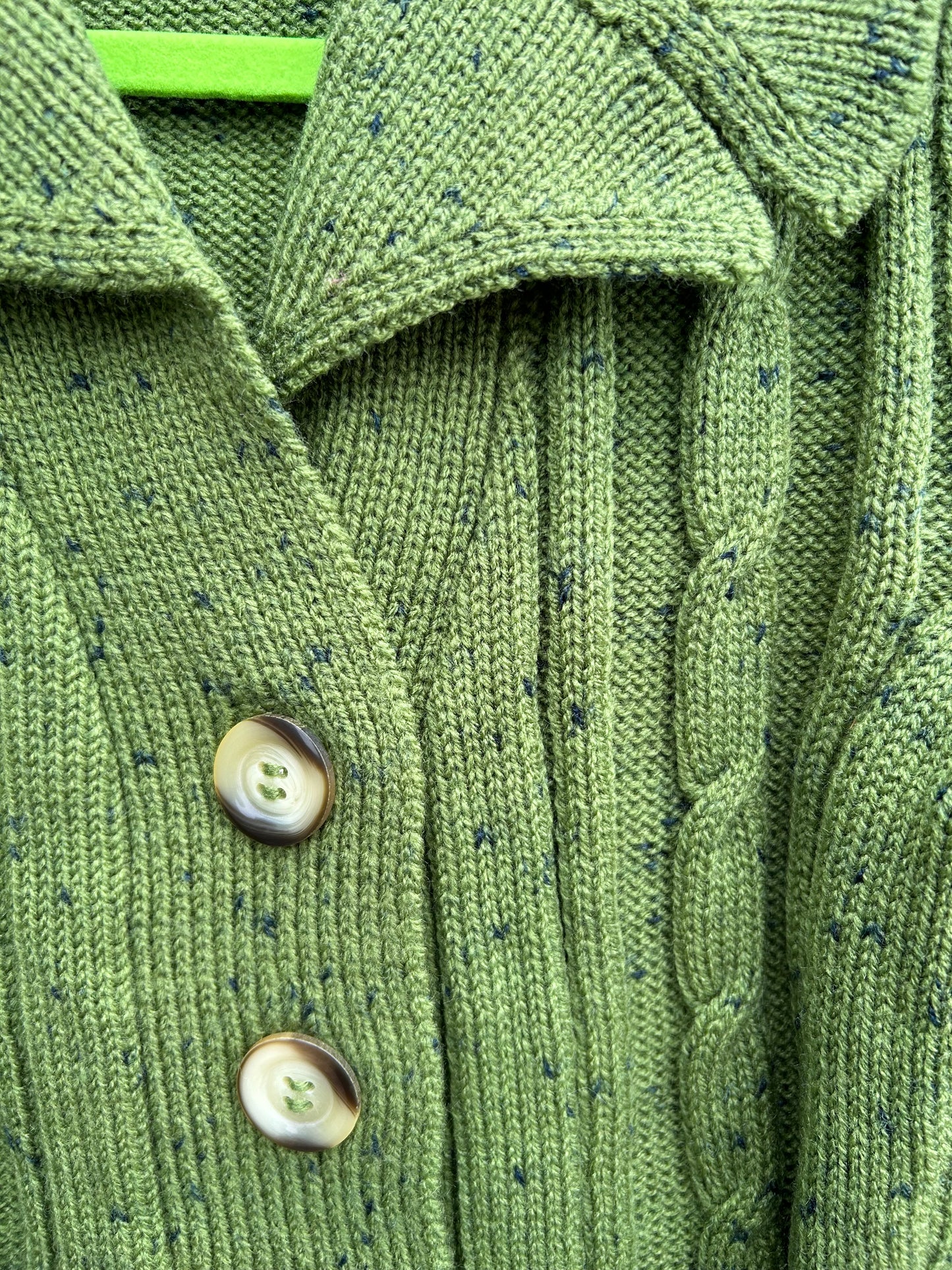 80s Green melange cardigan 11y (146cm)