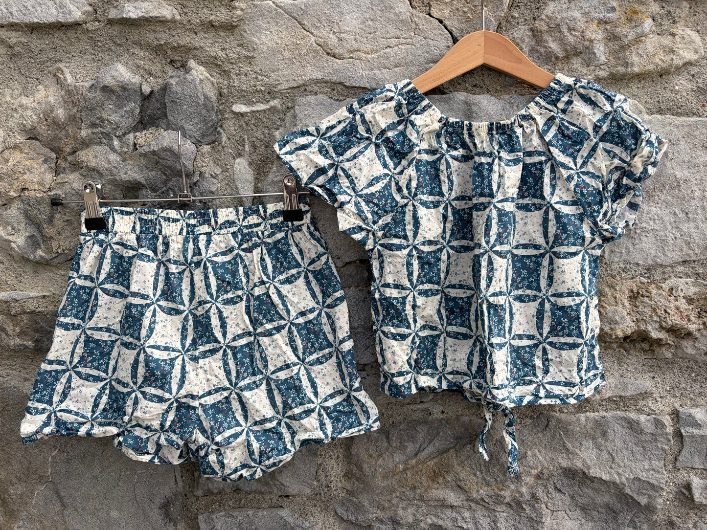 Floral patchwork shirt&shorts 9-10y (134-140cm)