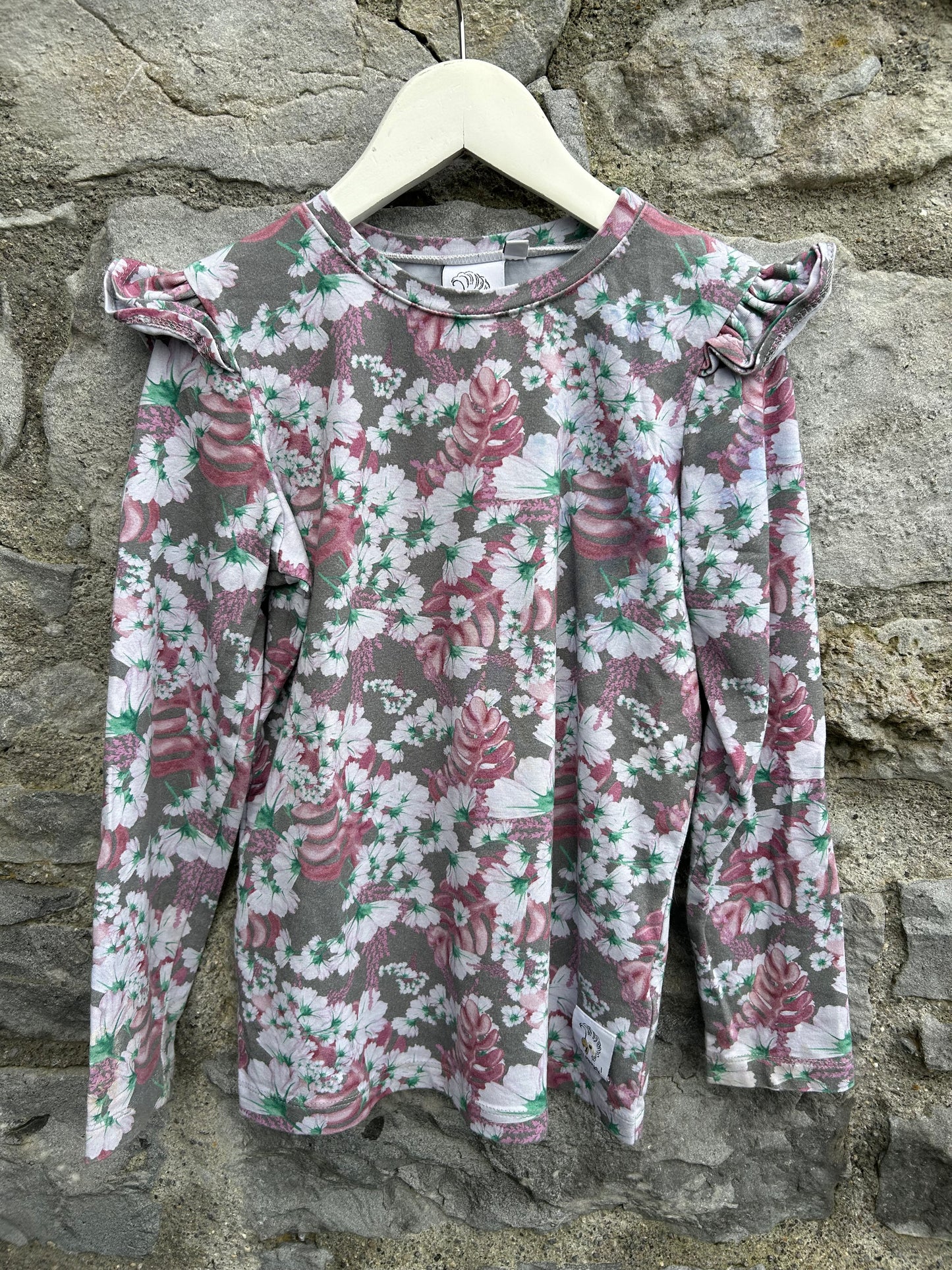 Grey floral top 8y (128cm)