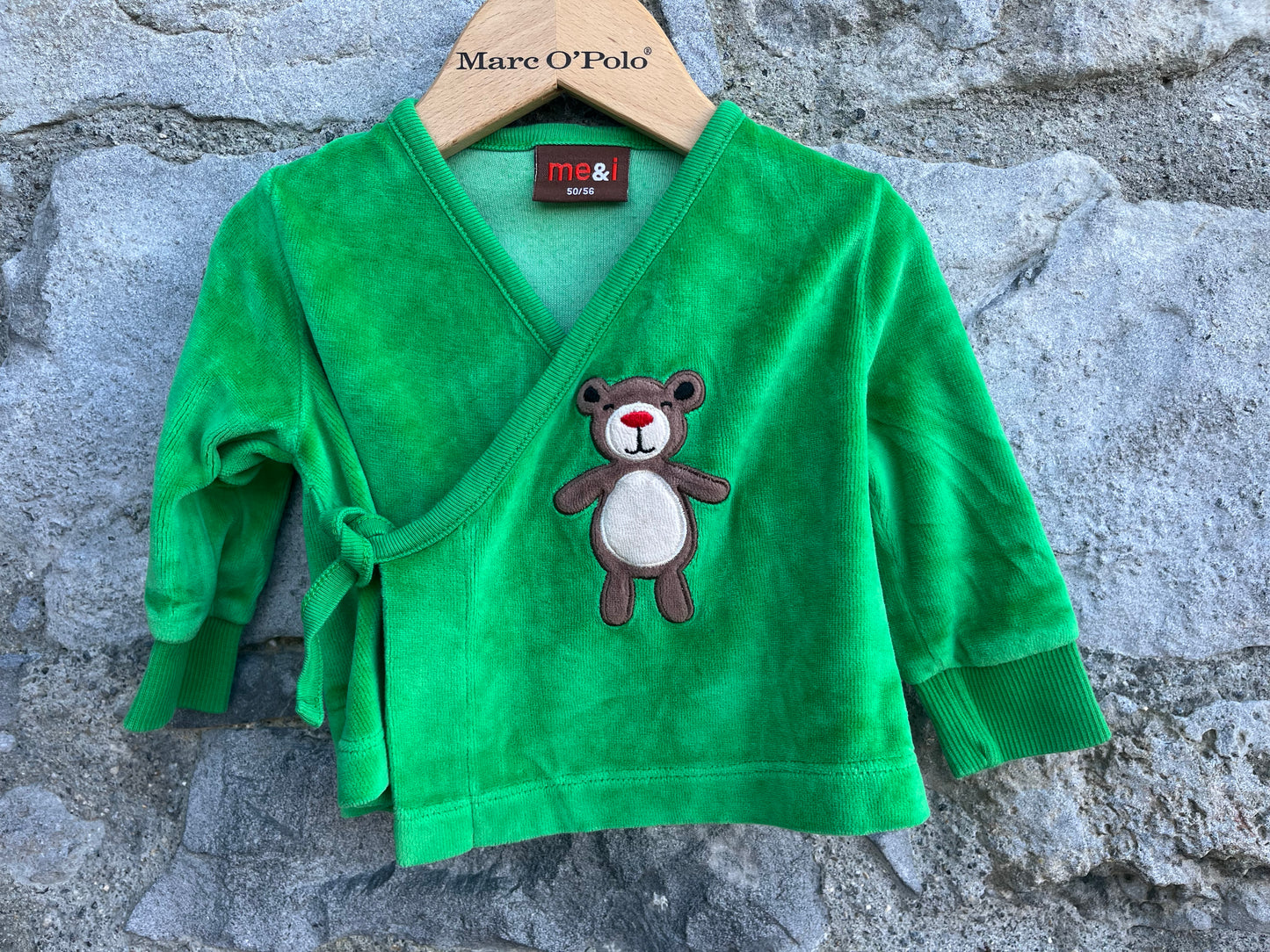 Green velour wrap top 0-1m (50-56cm)