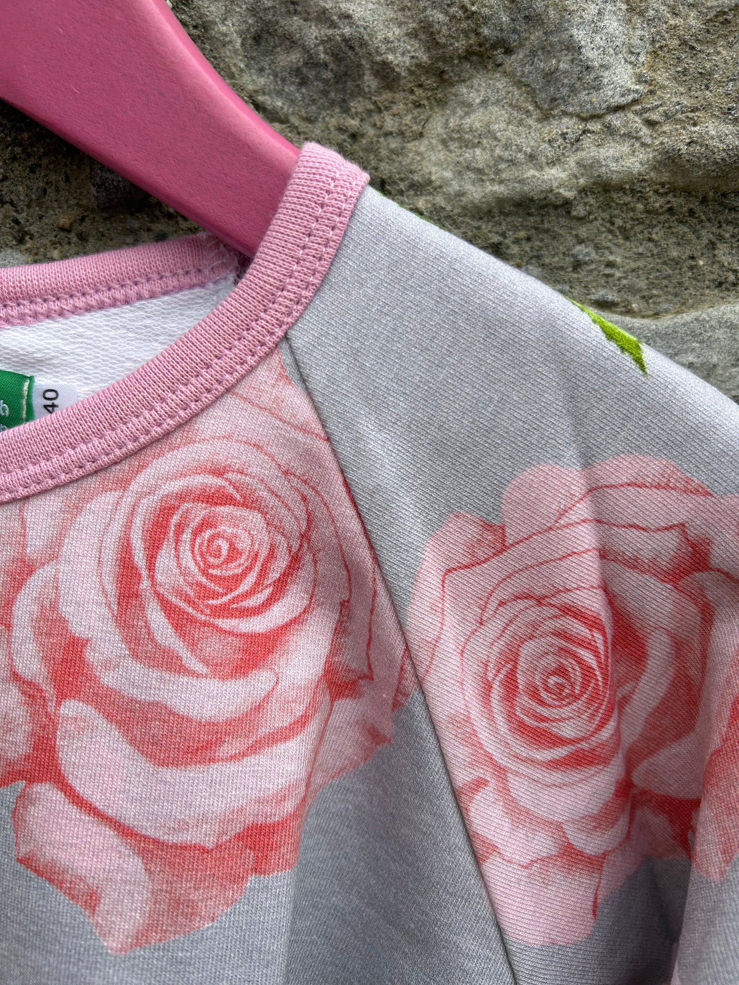 Pink roses grey top 9y (134cm)