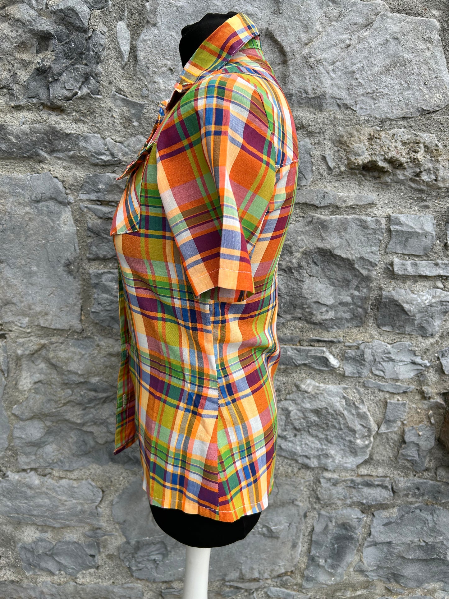 70s orange check shirt uk 6-8