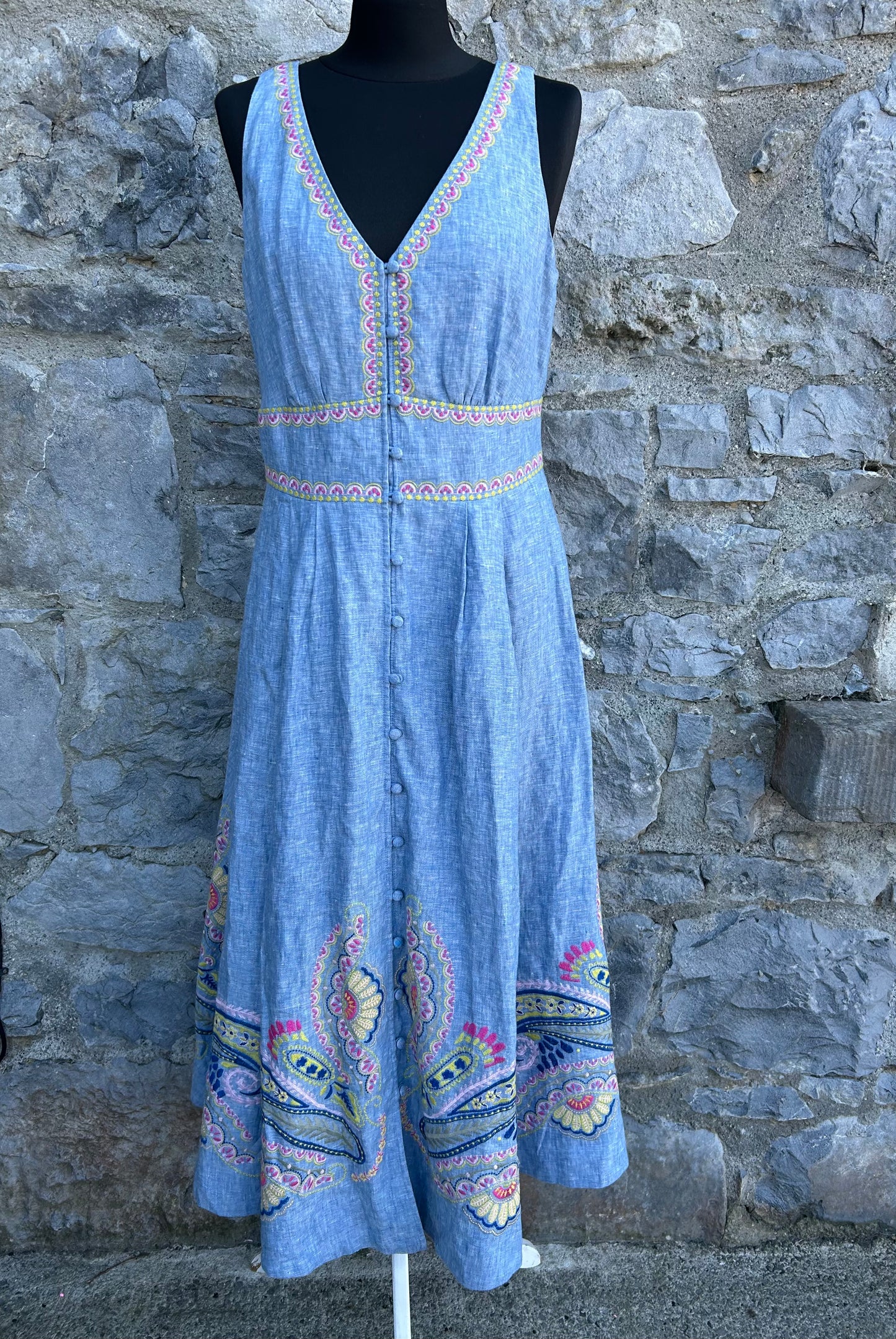 Blue embroidered dress uk 12-14
