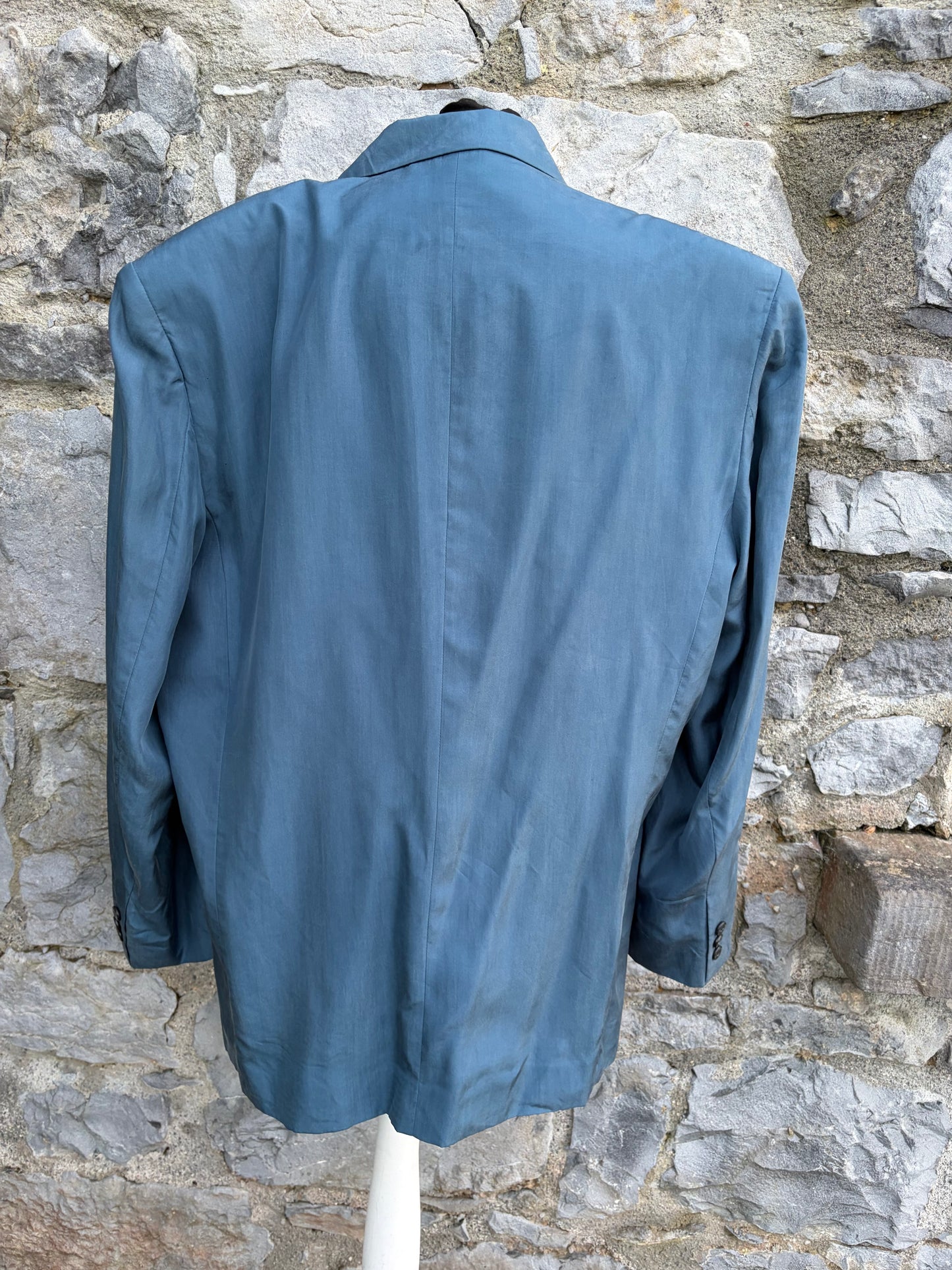 80s blue silk suit jacket L/XL