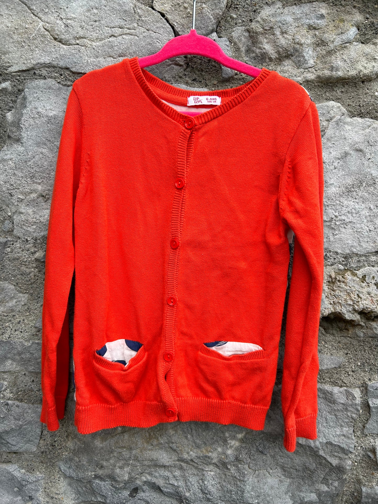 Red Fish cardigan 5-6y (110-116cm)