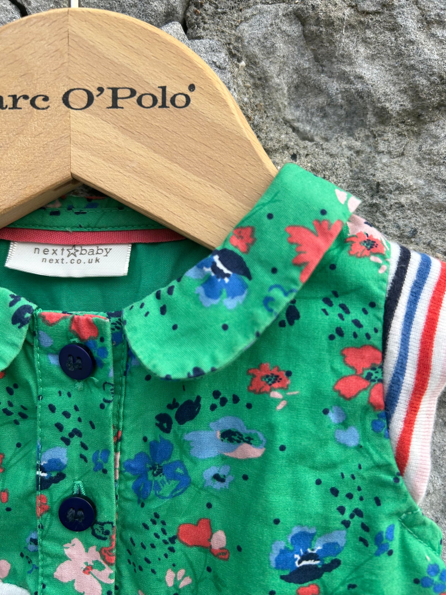 Floral green dress 3-6m (62-68cm)