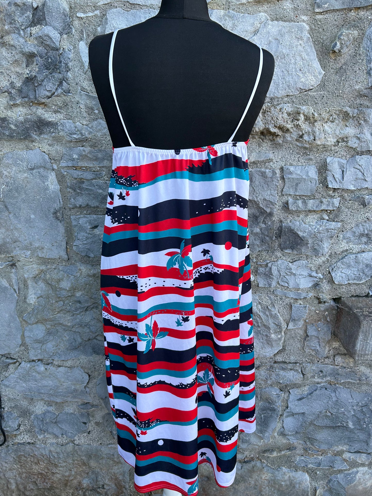 80s palms stripy beach dress uk 10-12