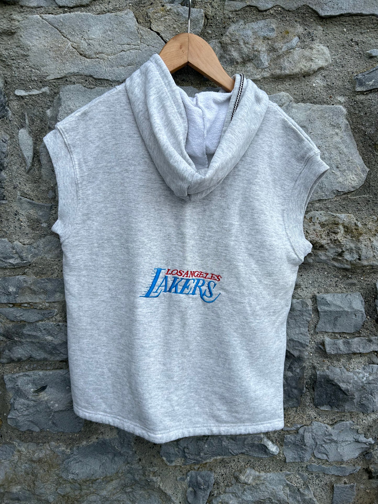 90s grey sleeveless hoodie 8-9y (128-134cm)