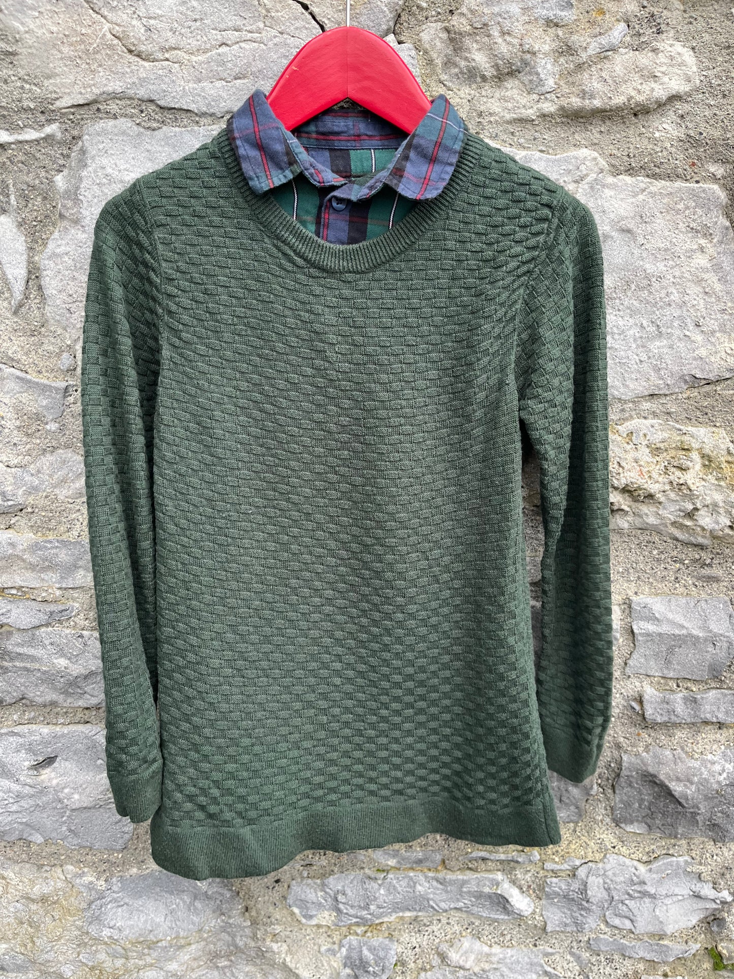 Dark green jumper with collar 8y (128cm)