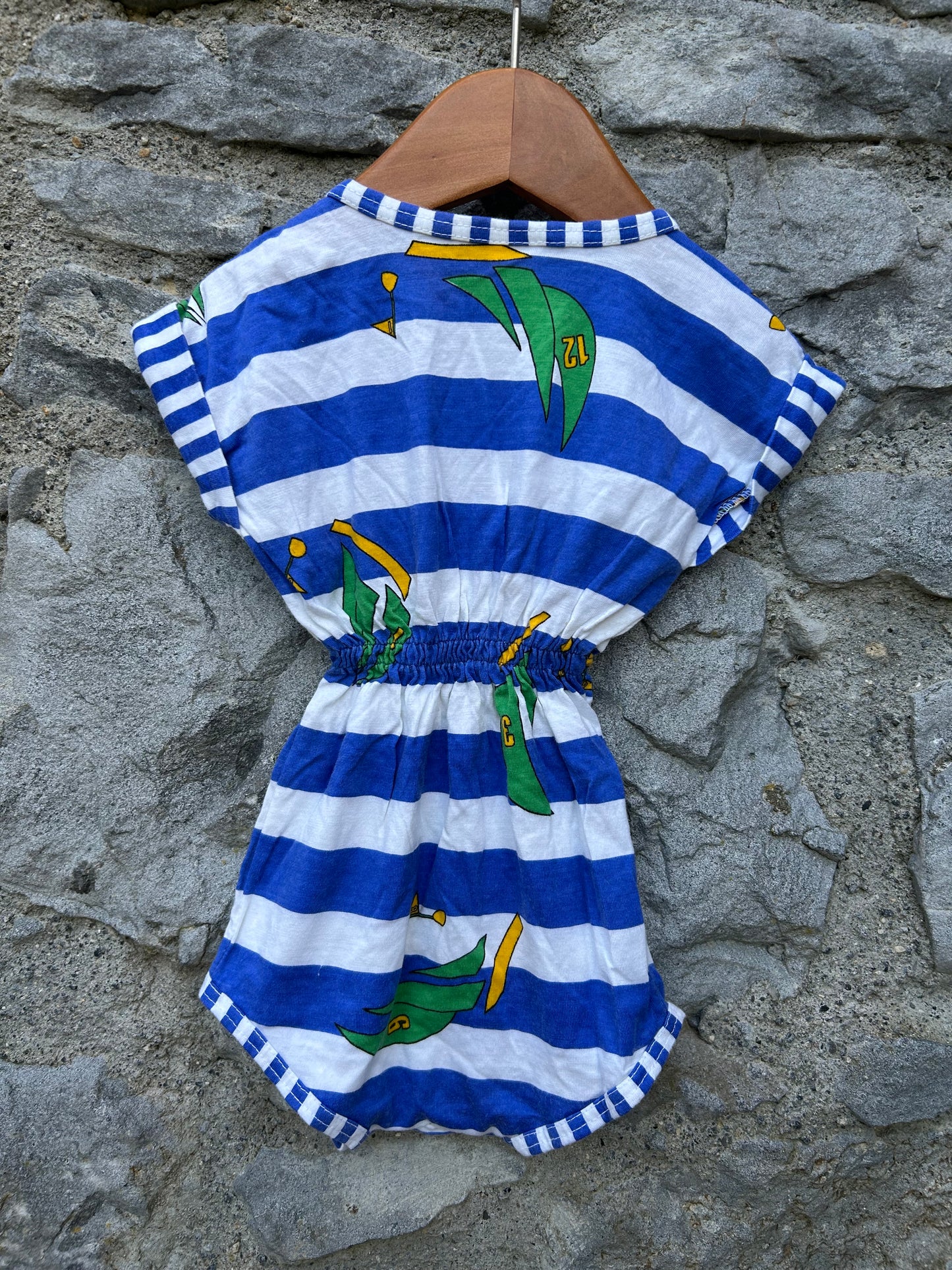 80s blue stripy yachts vest 6m (68cm)