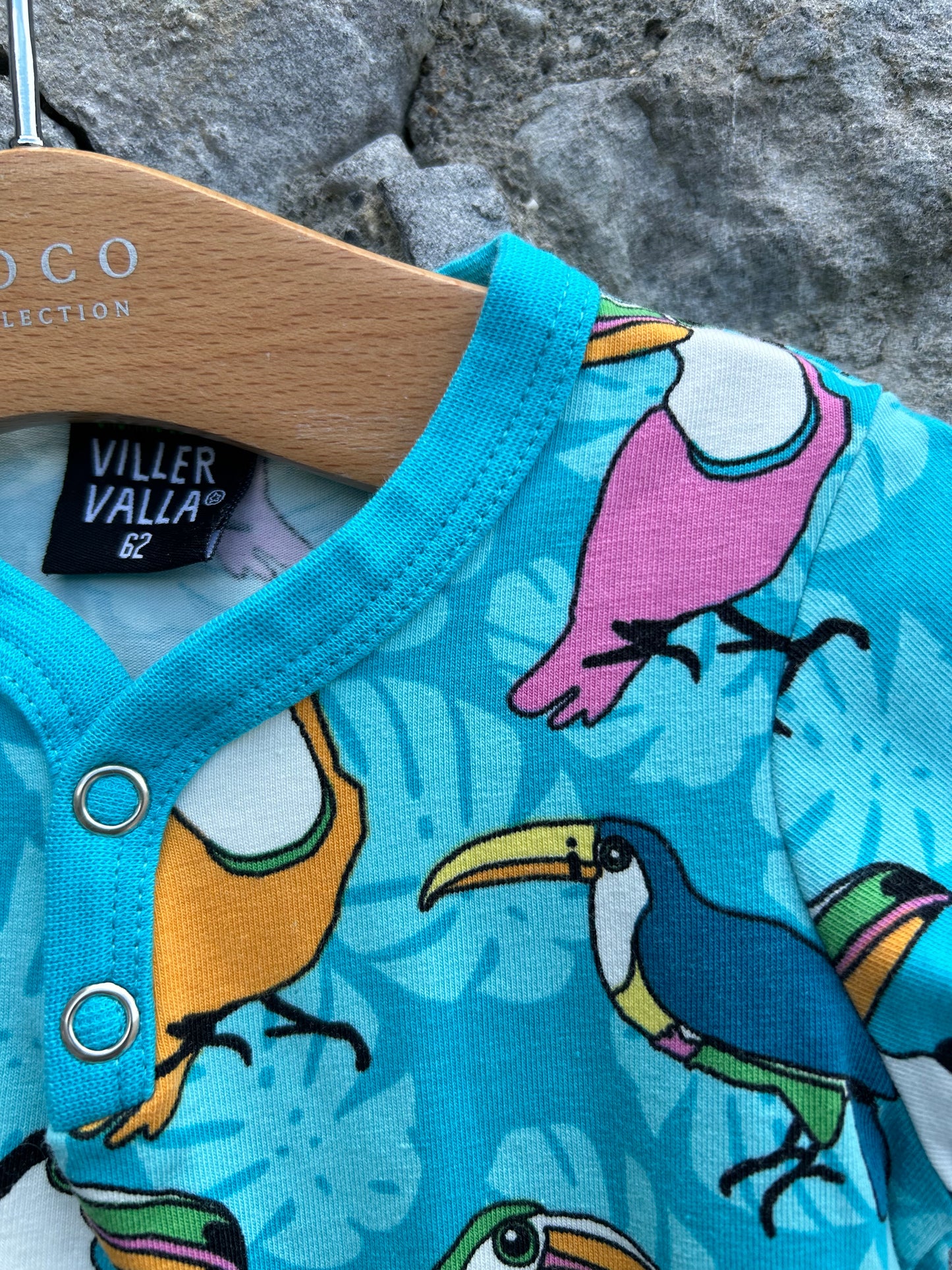 Toucan blue rompers 0-3m (56-62cm)