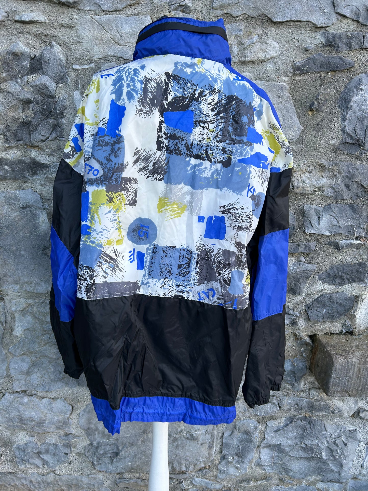80s Blue&black geometric jacket L/XL