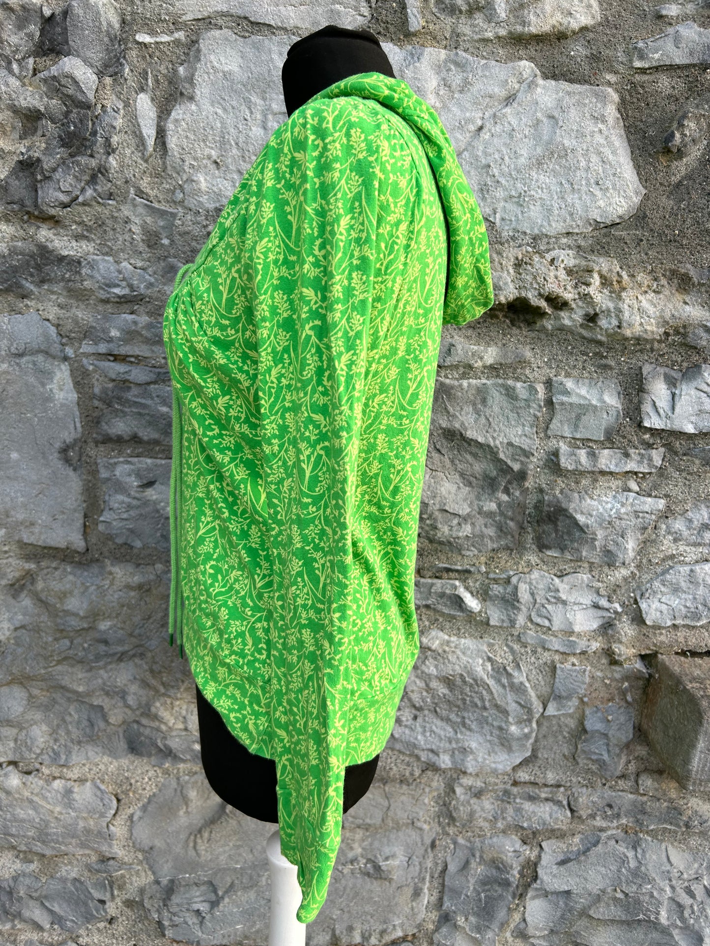 Green floral hooded top uk 10-12