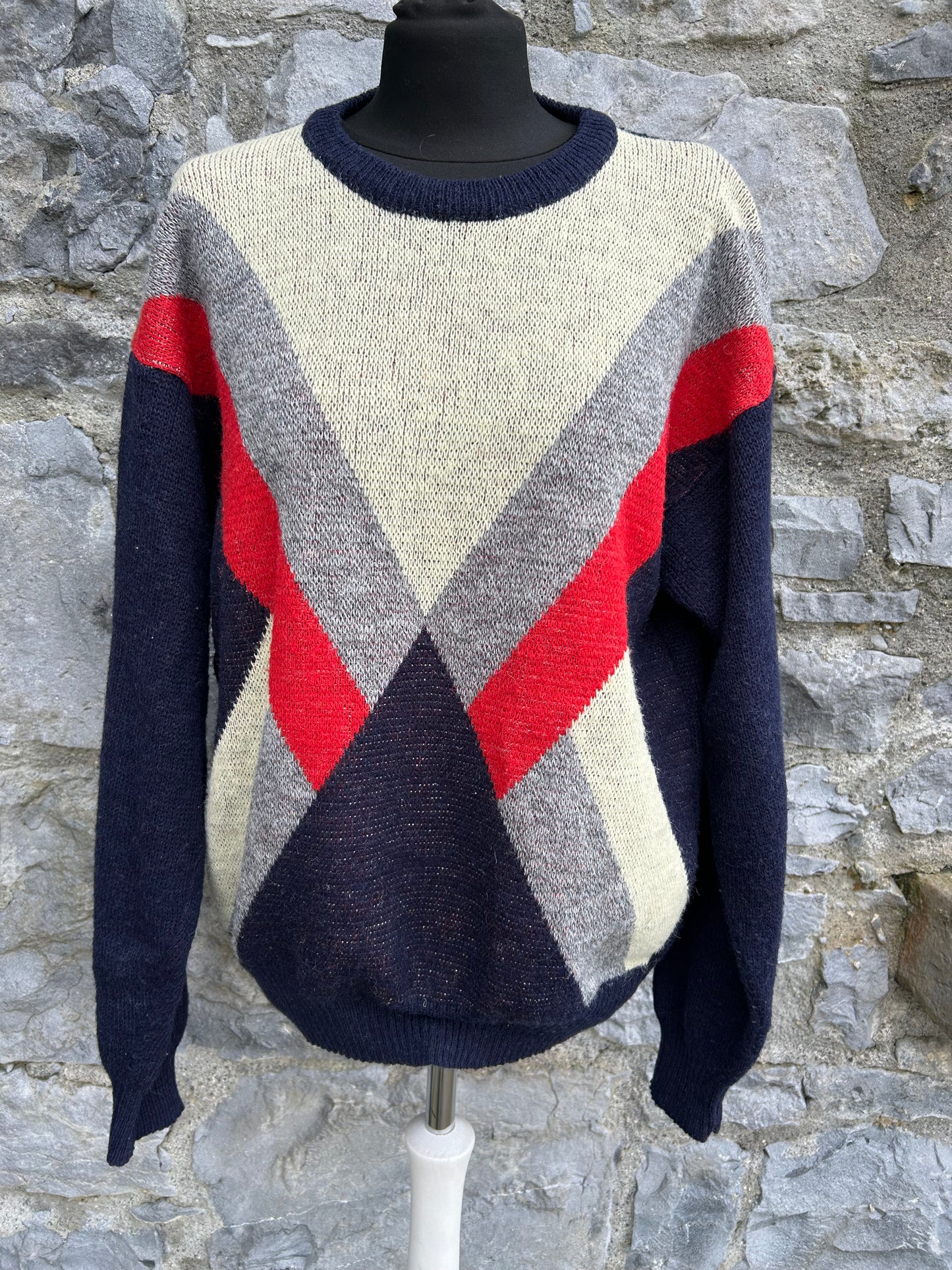 80s Navy&red jumper S/M