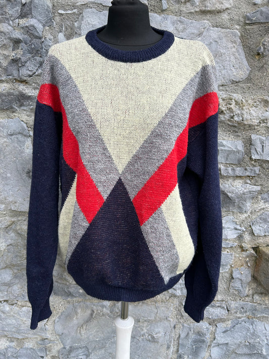 80s Navy&red jumper S/M