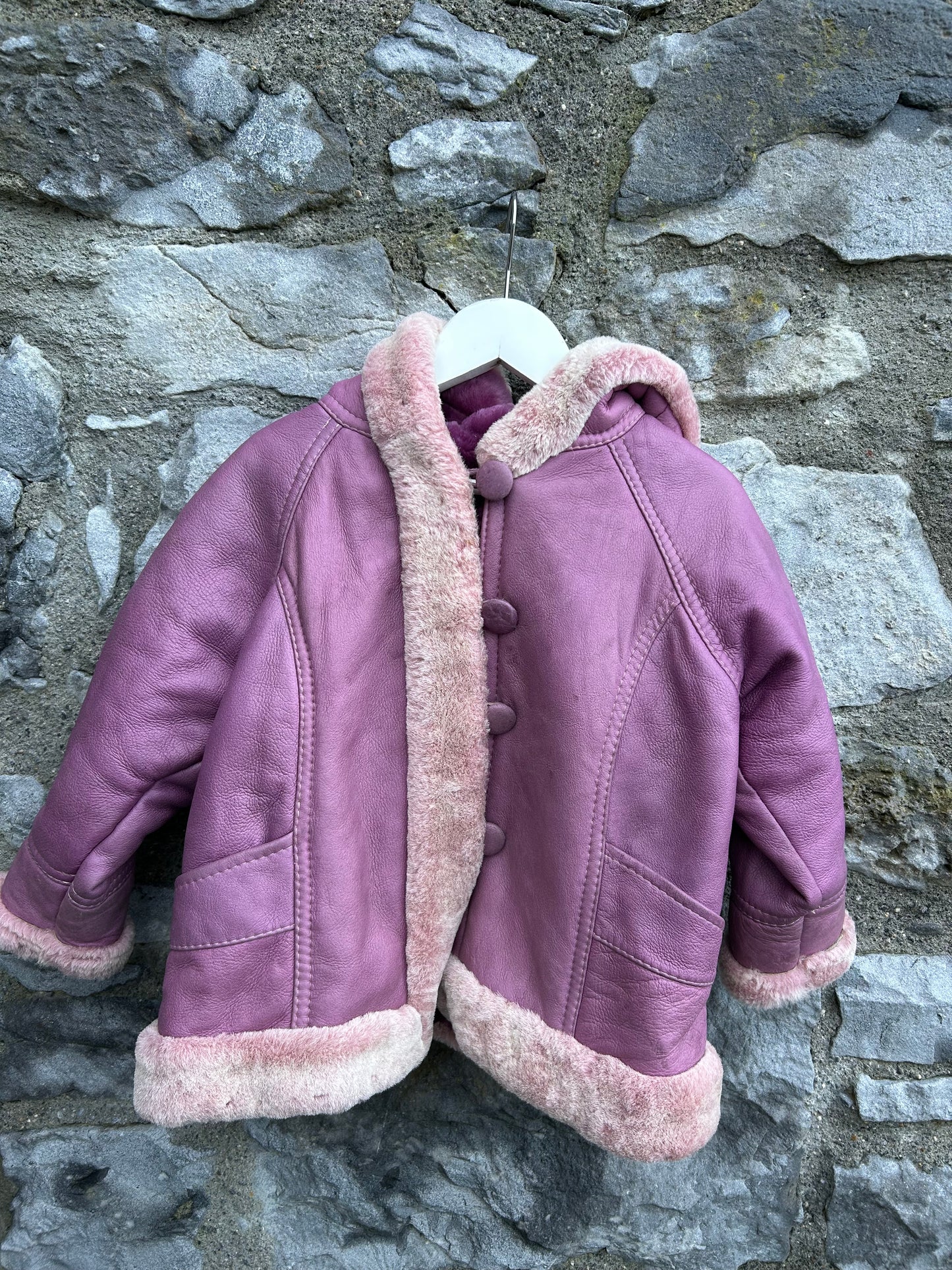 80s purple leather coat 3y (98cm)