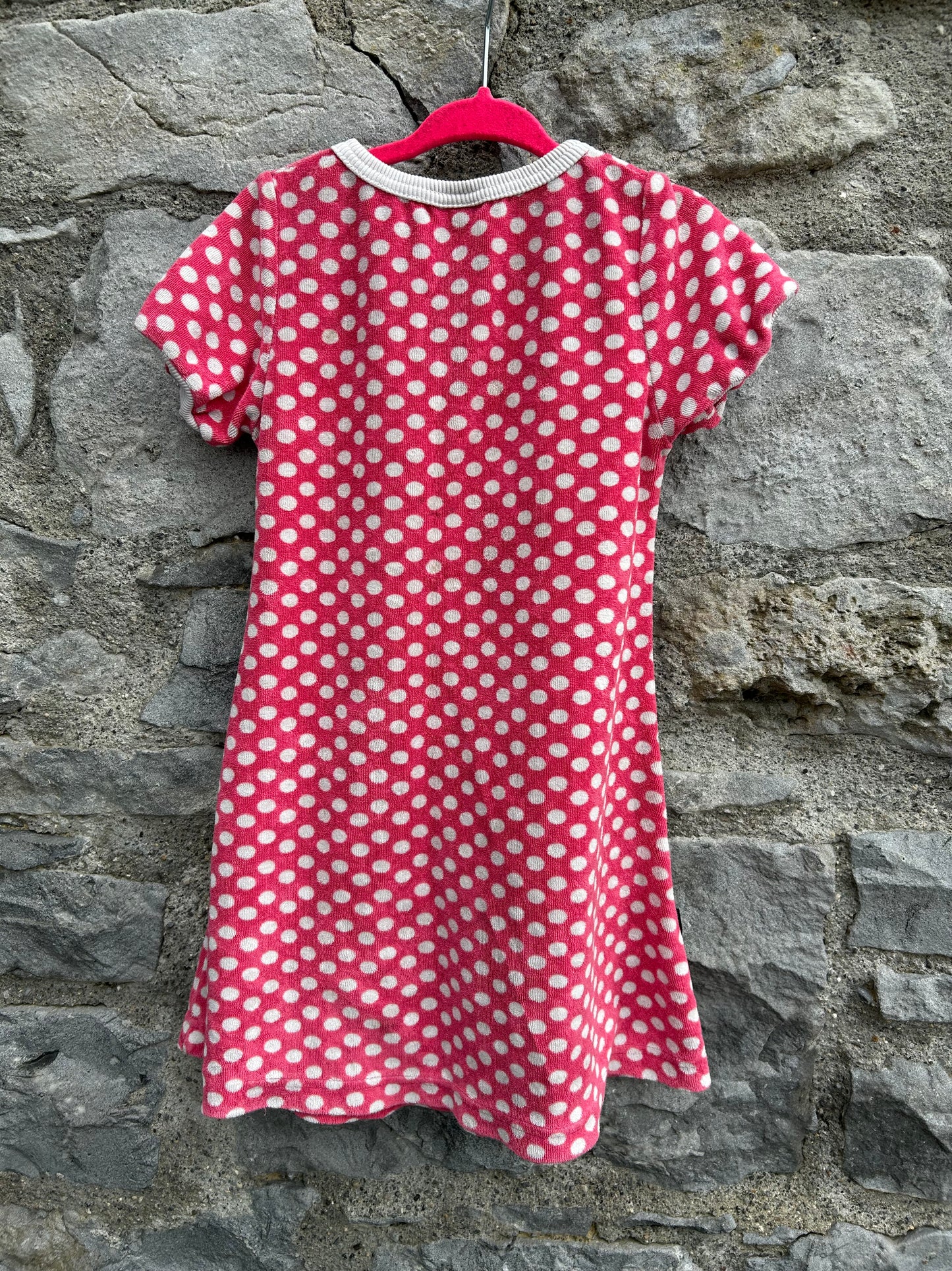 Polka dots pink velour dress 3-4y (98-104cm)