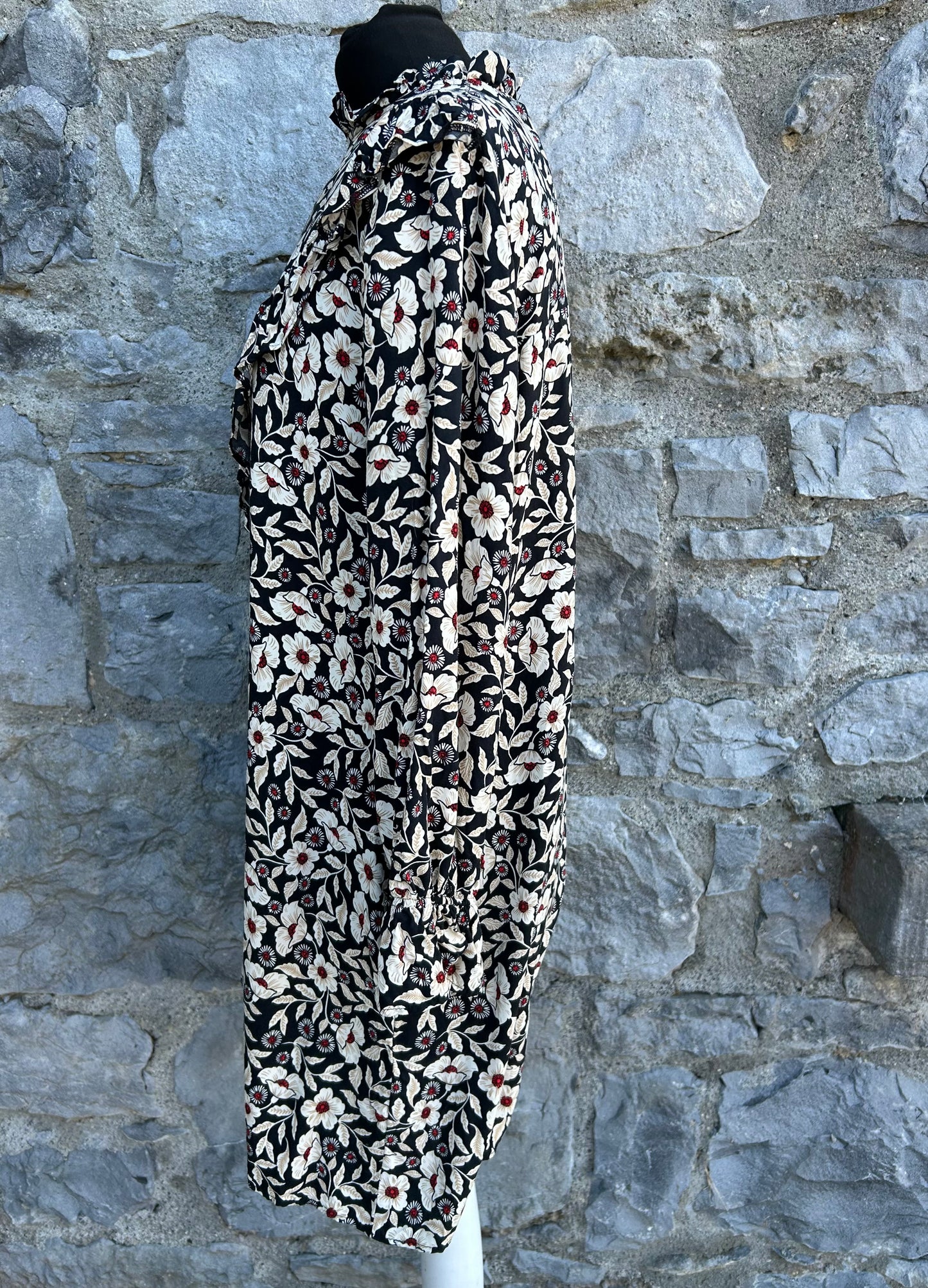 Beige flowers black dress uk 12