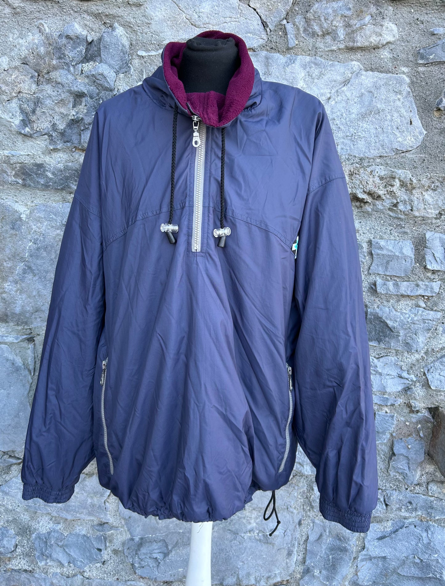Navy half zip windbreaker Large