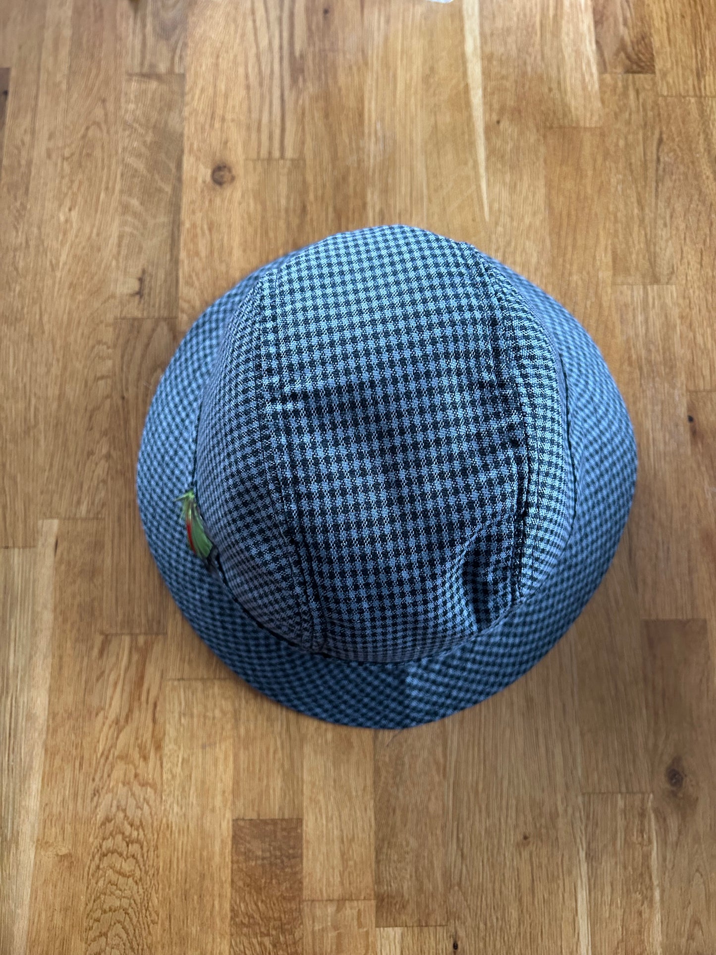 Grey gingham hat
