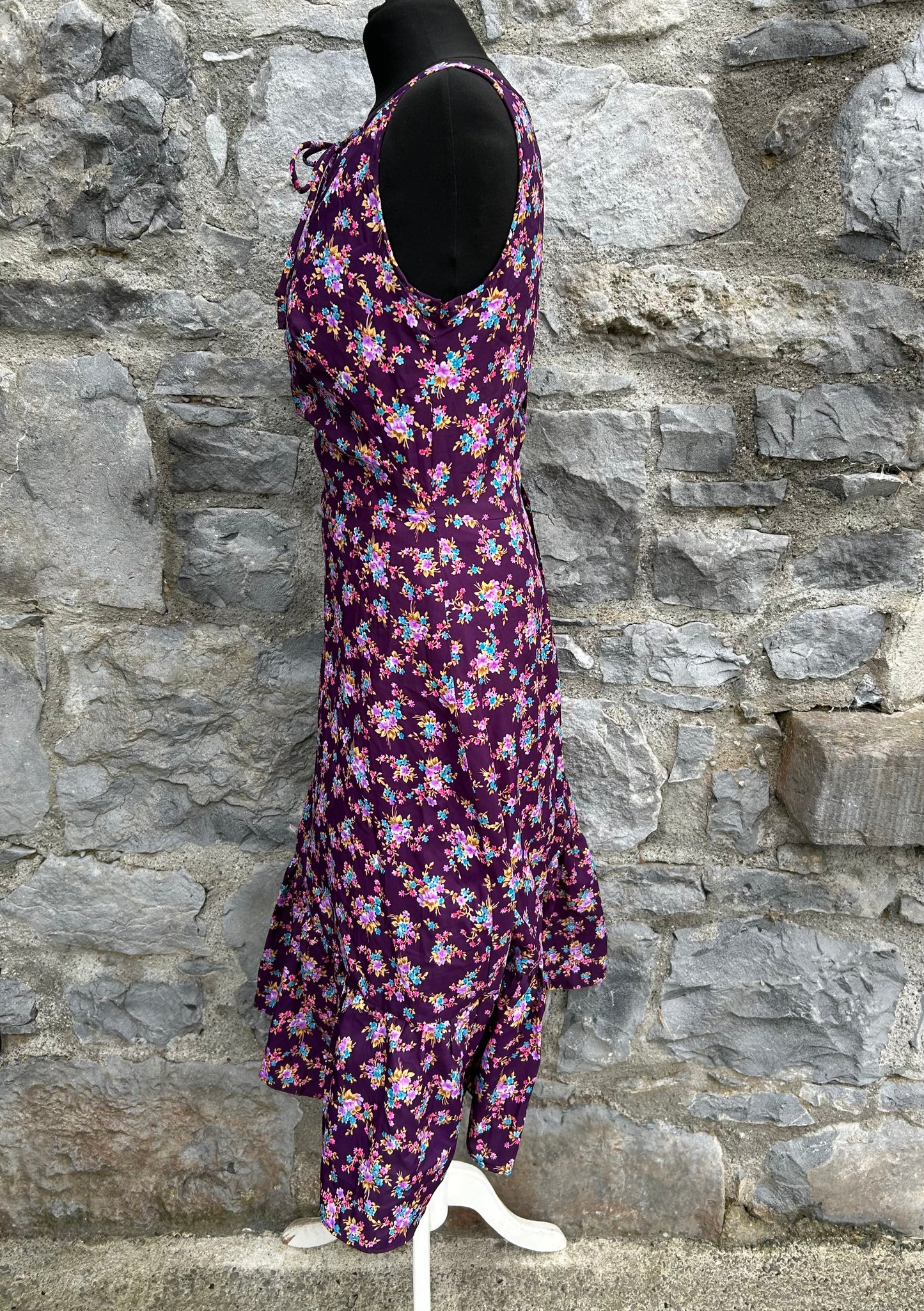 80s purple floral dress uk 6-8